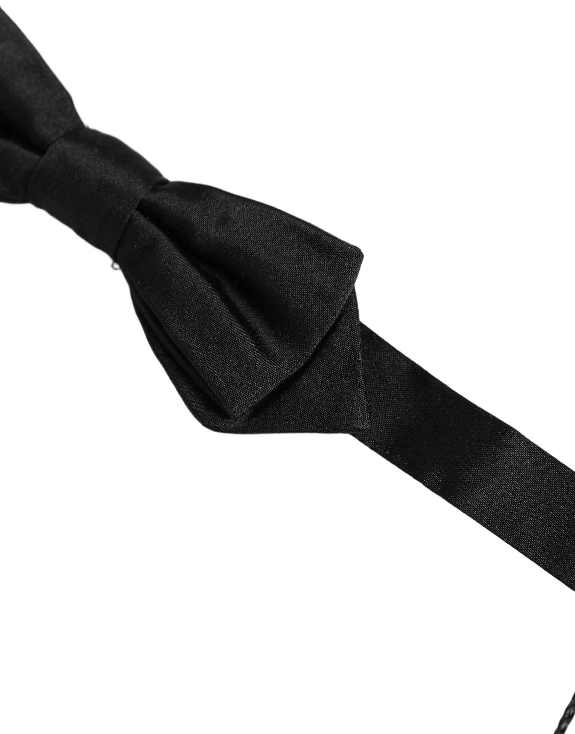 Dolce & Gabbana Men Black 100% Silk Adjustable Neck Papillon Bow Tie
