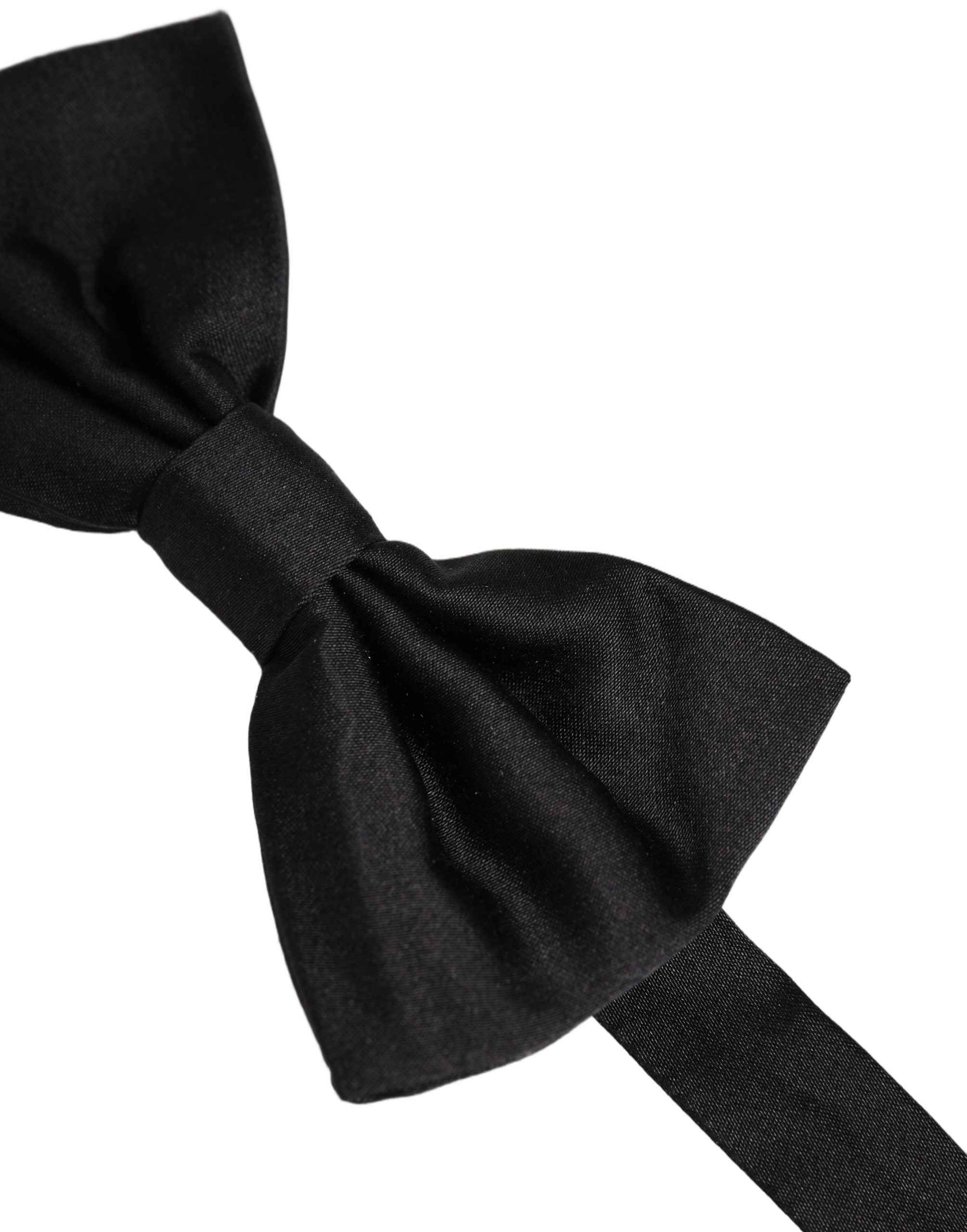 Dolce & Gabbana Men Black 100% Silk Adjustable Neck Papillon Bow Tie