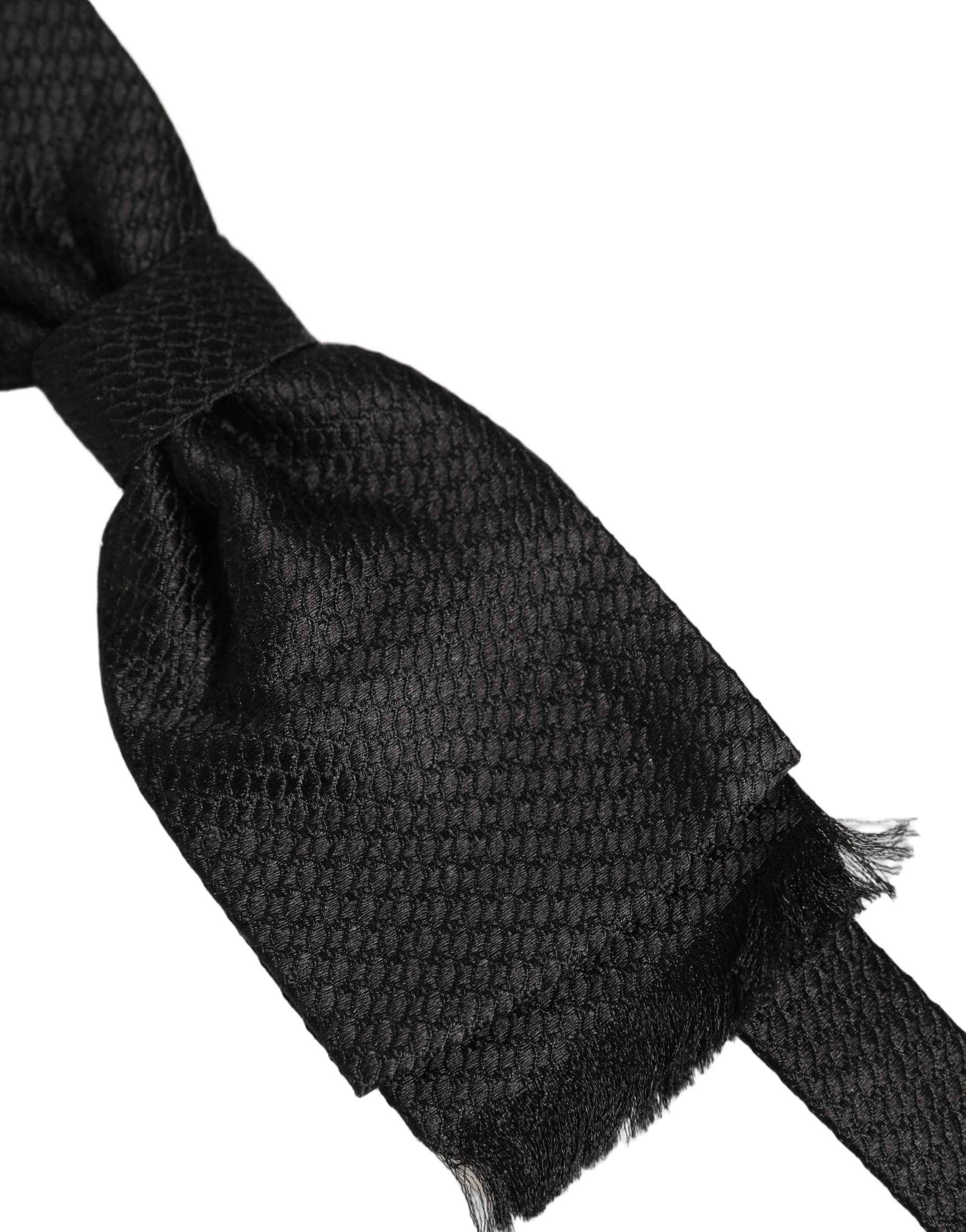 Dolce & Gabbana Men Black 100% SIlk Adjustable Neck Papillon Bow Tie
