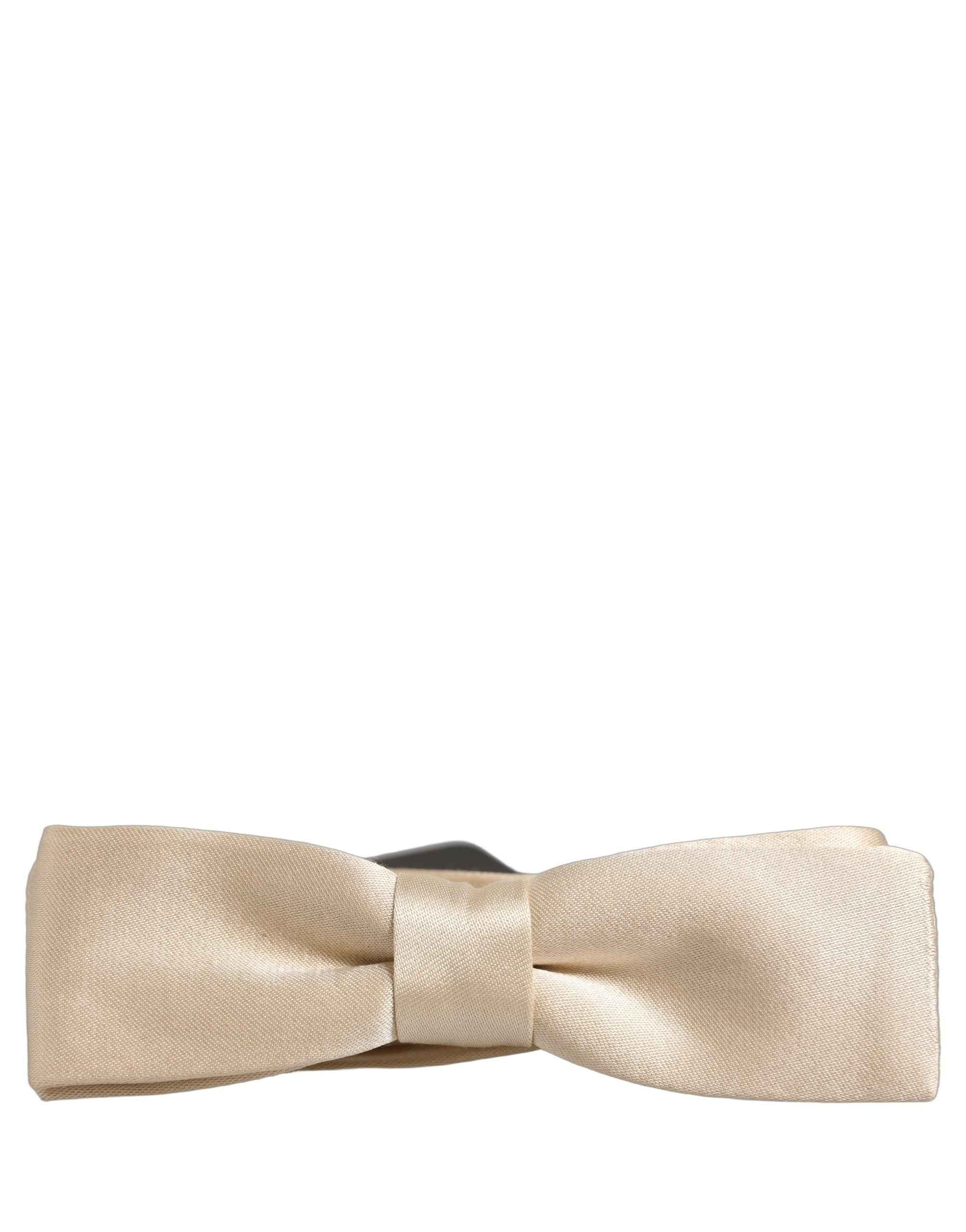 Dolce & Gabbana Men Beige 100% Silk Adjustable Neck Papillon Bow Tie