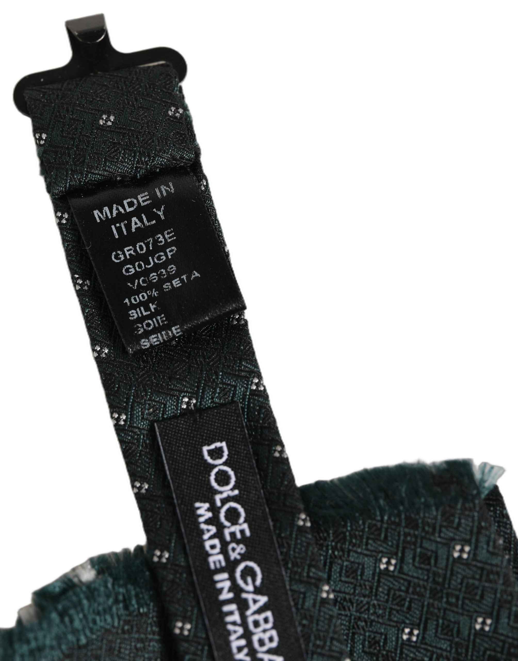 Dolce & Gabbana Men Green Patterned Adjustable Neck Papillon Bow Tie