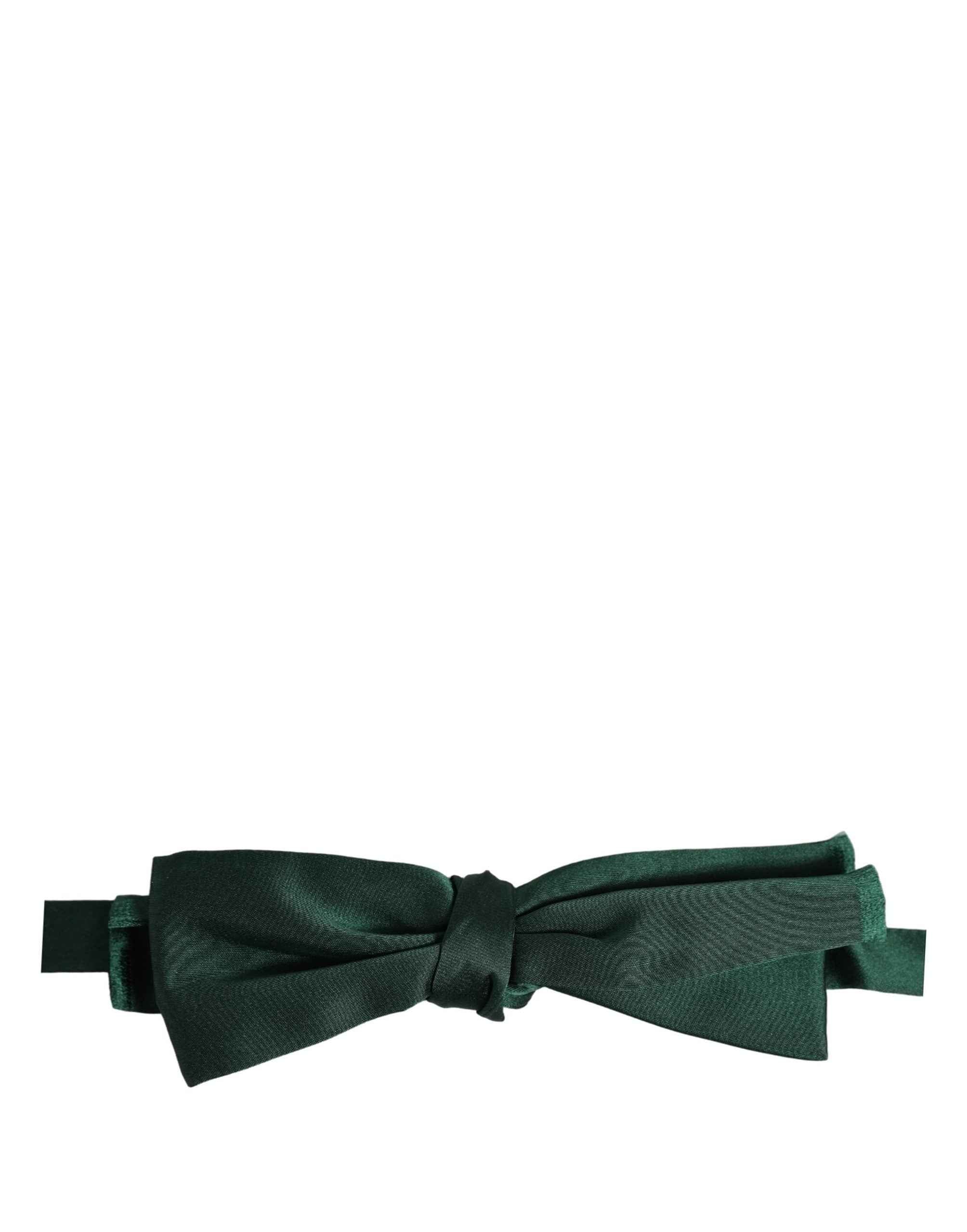 Dolce & Gabbana Men Dark Green Silk Adjustable Neck Papillon Bow Tie