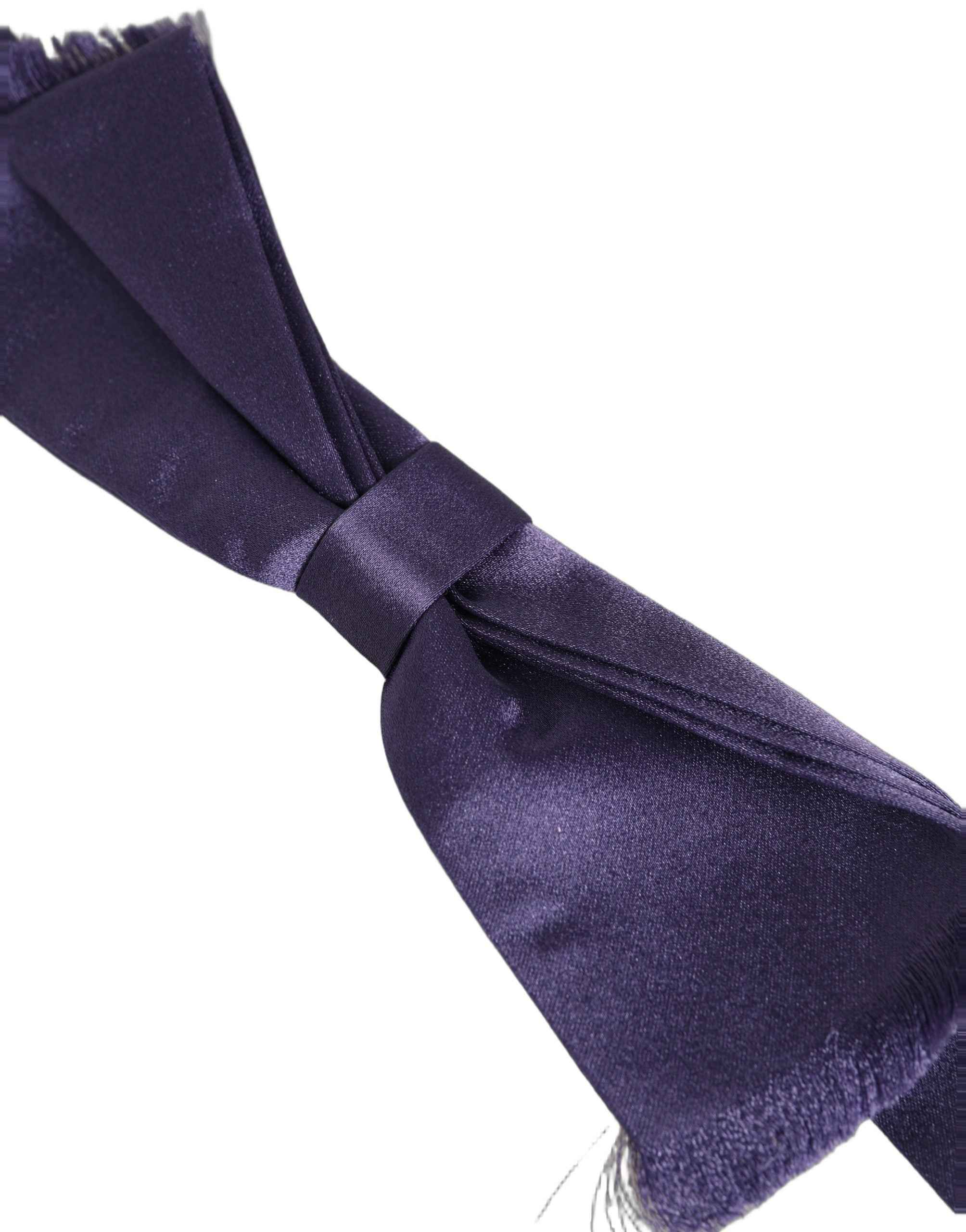 Dolce & Gabbana Men Purple 100% Silk Adjustable Neck Papillon Bow Tie