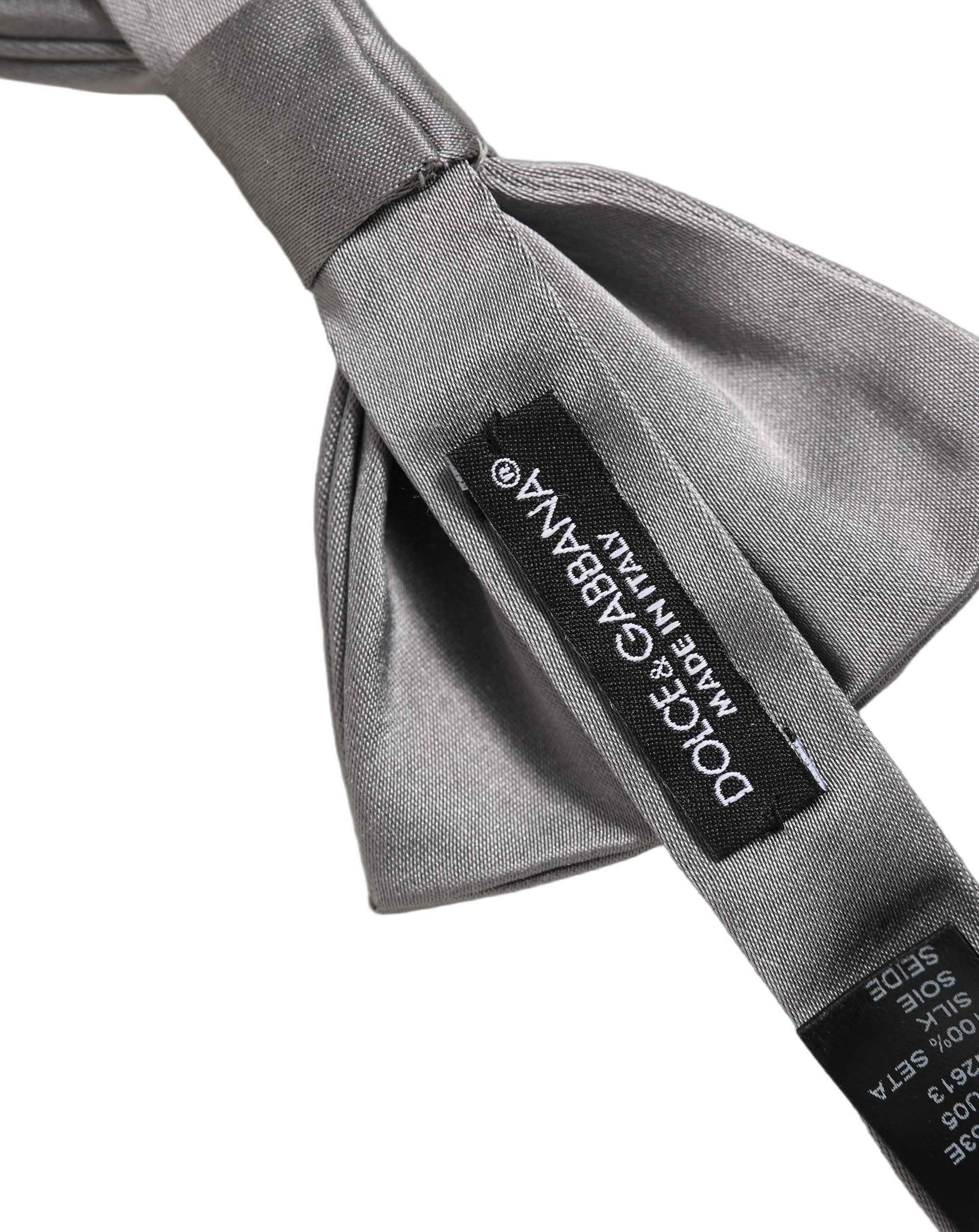Dolce & Gabbana Men Gray 100% Silk Adjustable Neck Papillon Bow Tie