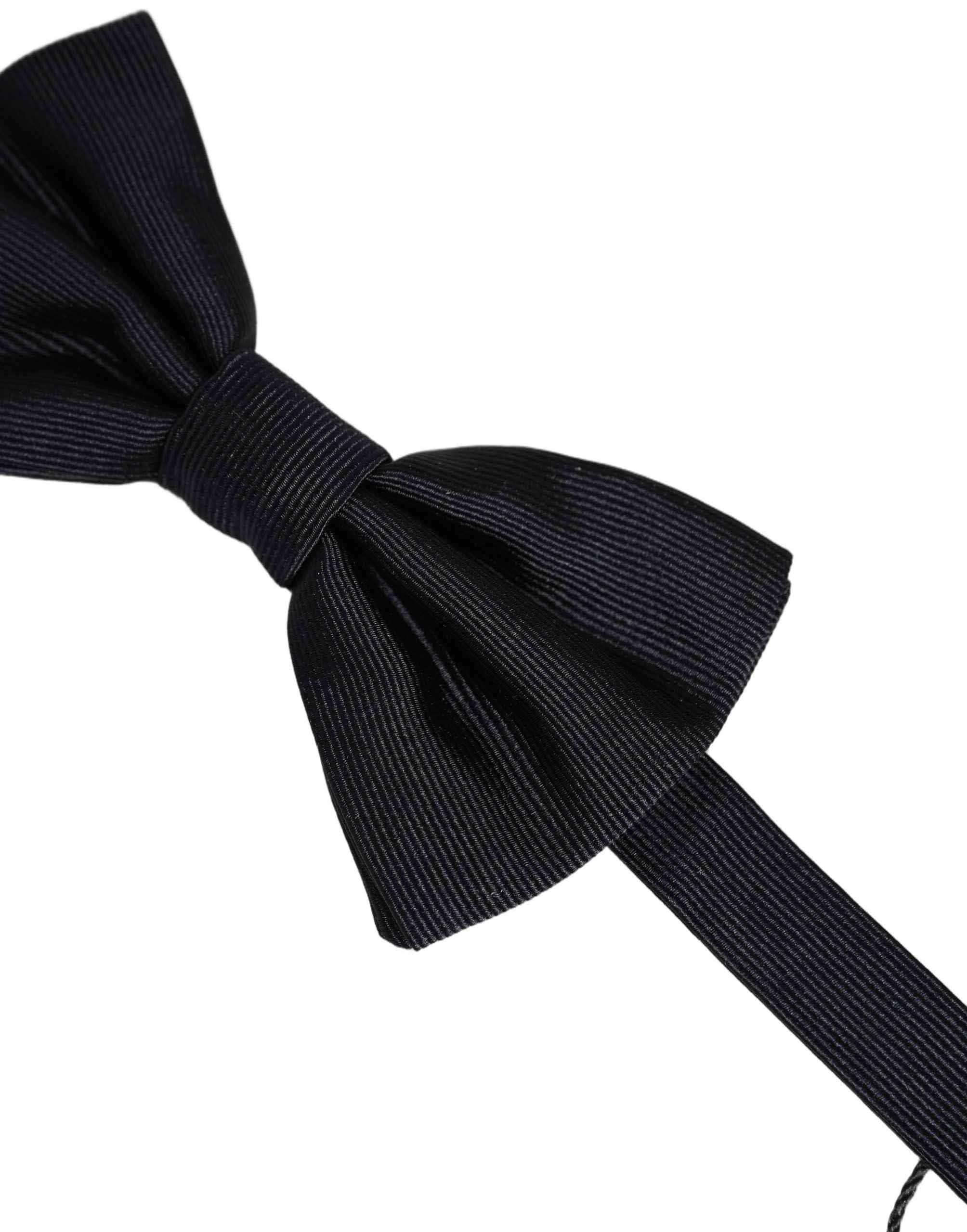 Dolce & Gabbana Men Black 100% Silk Adjustable Neck Papillon Bow Tie