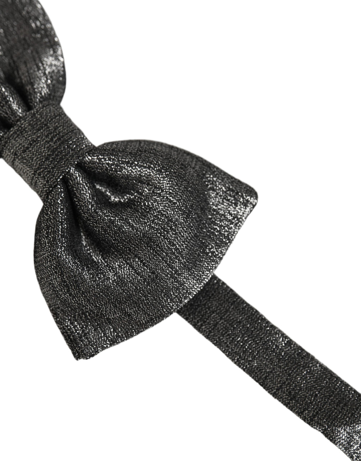 Dolce & Gabbana Men Metallic Dark Gray Silk Adjustable Neck Papillon Bow Tie