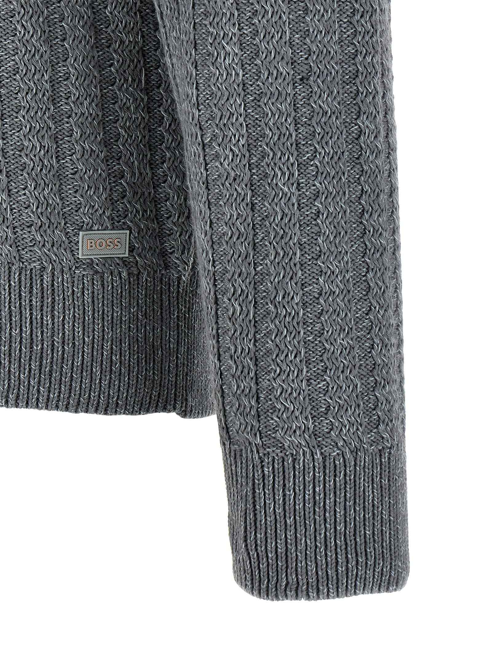 Hugo Boss Gray Cotton Cardigan