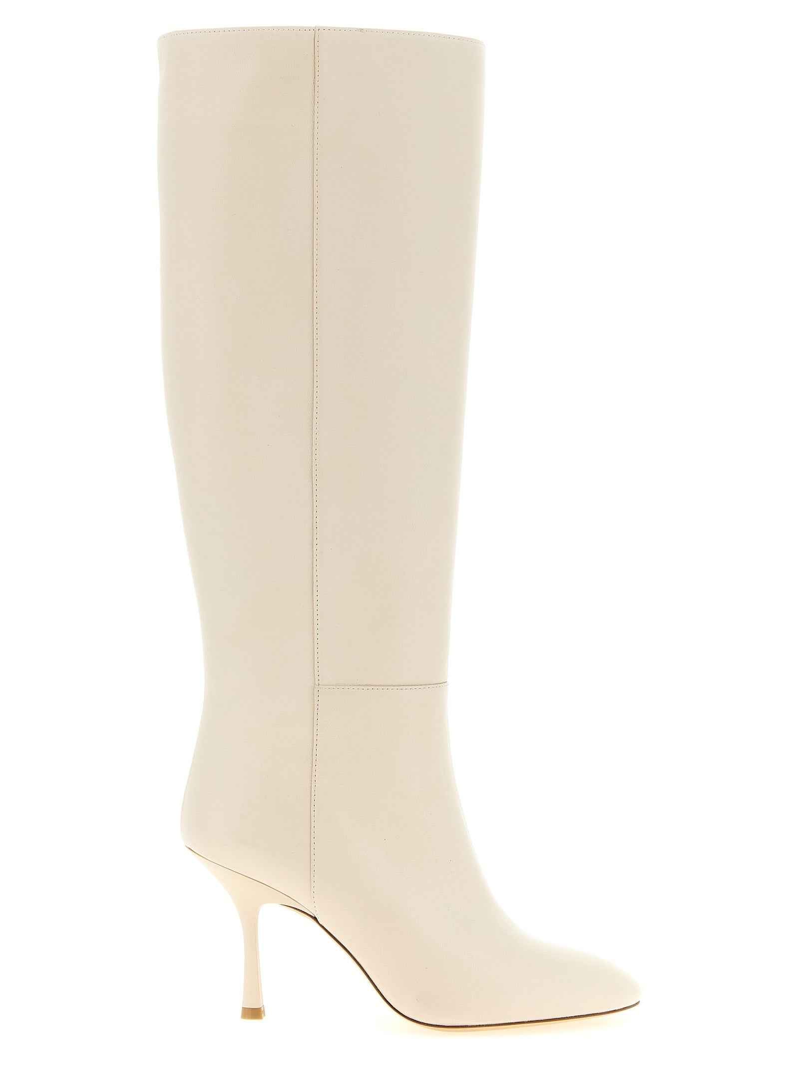 Stuart Weitzman White Lamb Leather Over The Knee