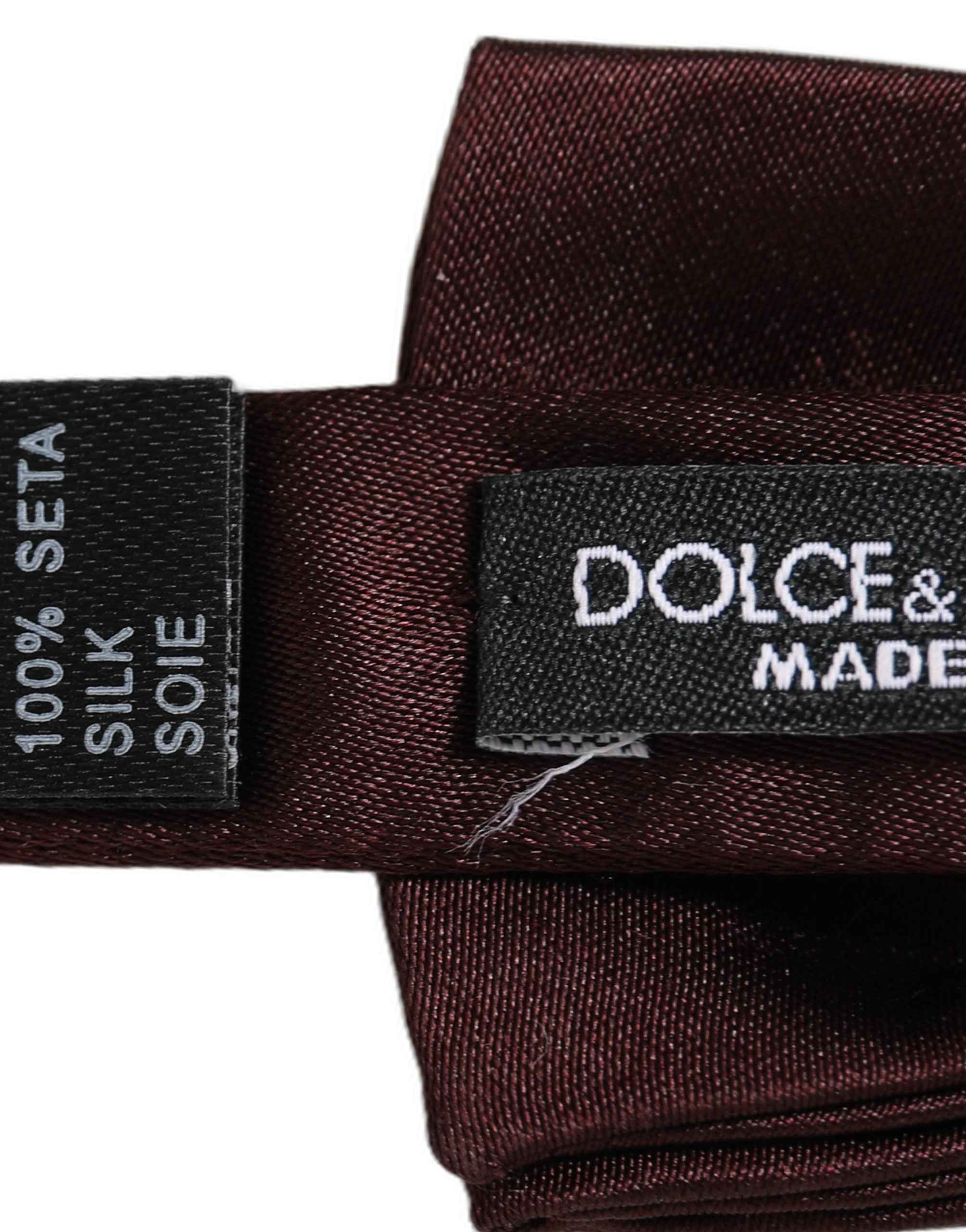 Dolce & Gabbana Men Brown 100% Silk Adjustable Neck Papillon Bow Tie
