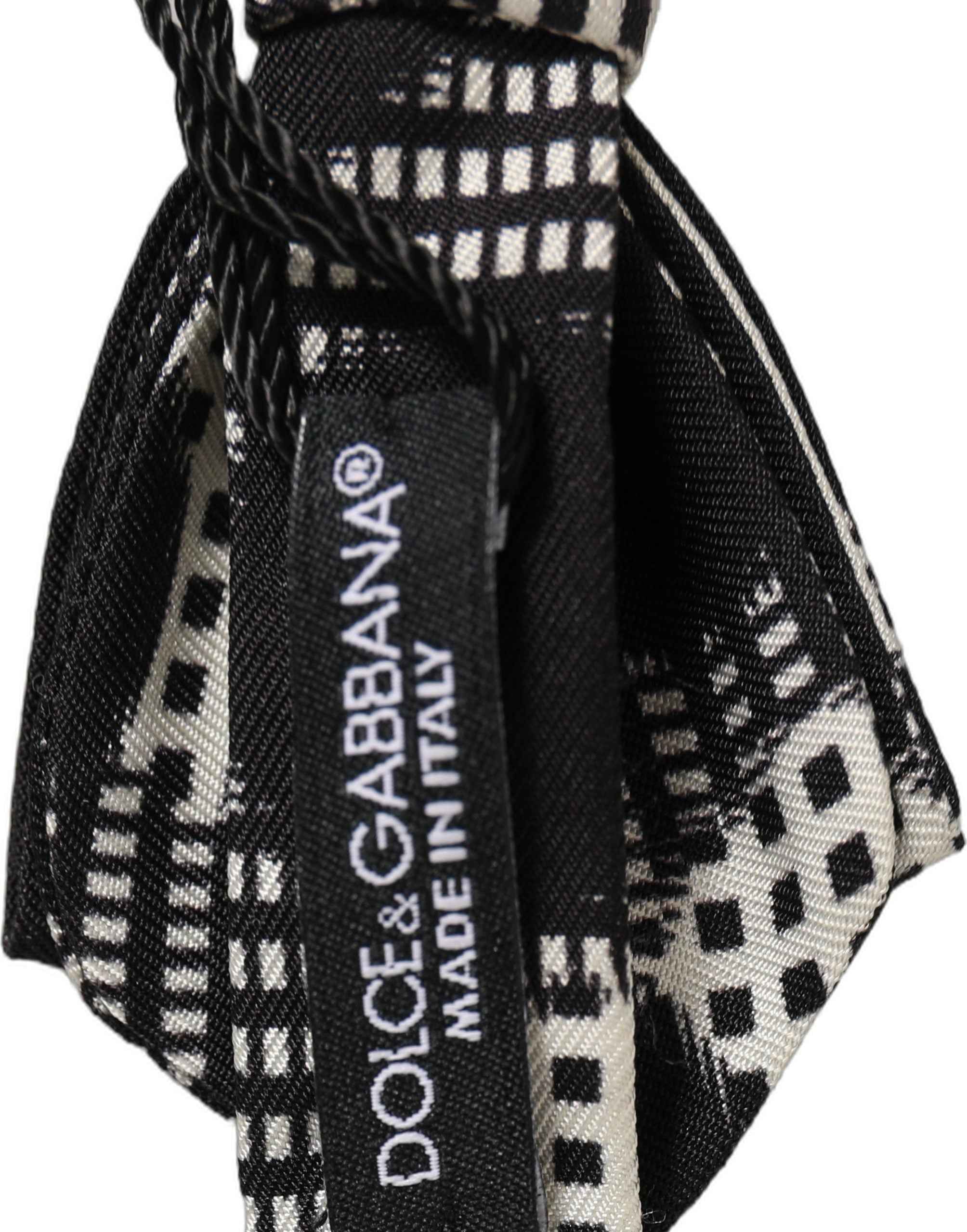 Dolce & Gabbana Black White Checkered Adjustable Neck Papillon Bow Tie