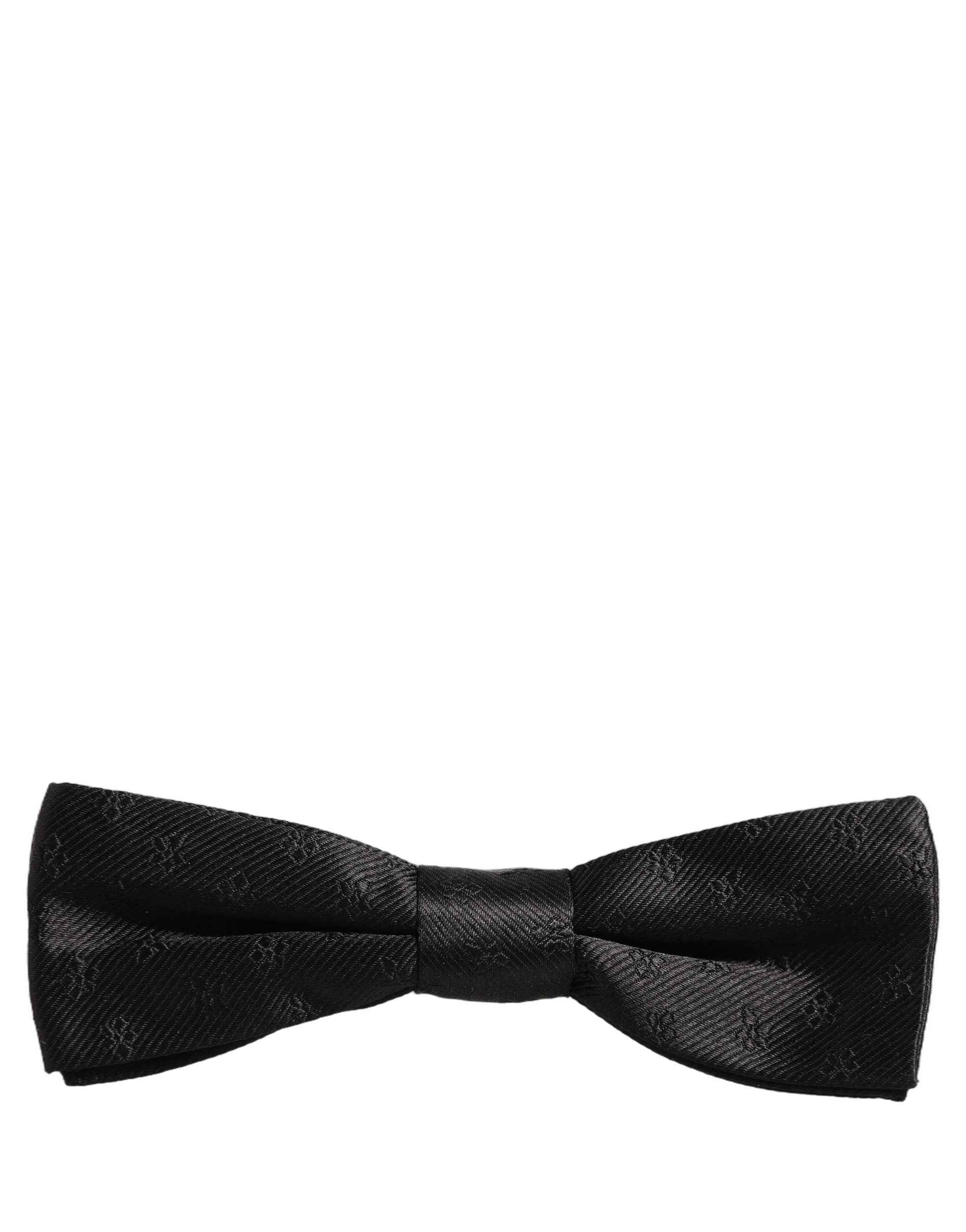 Dolce & Gabbana Men Black Floral Silk Adjustable Neck Papillon Bow Tie