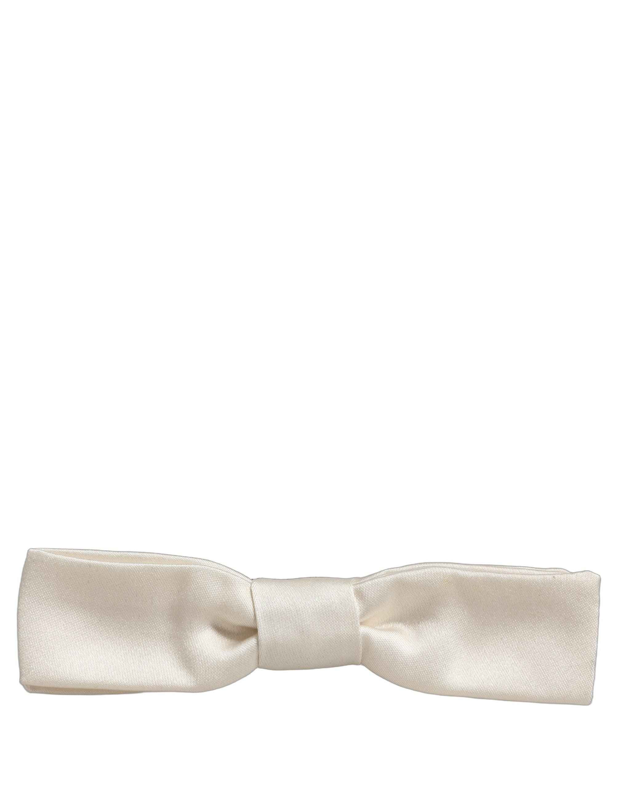 Dolce & Gabbana Men White 100% Silk Adjustable Neck Papillon Bow Tie