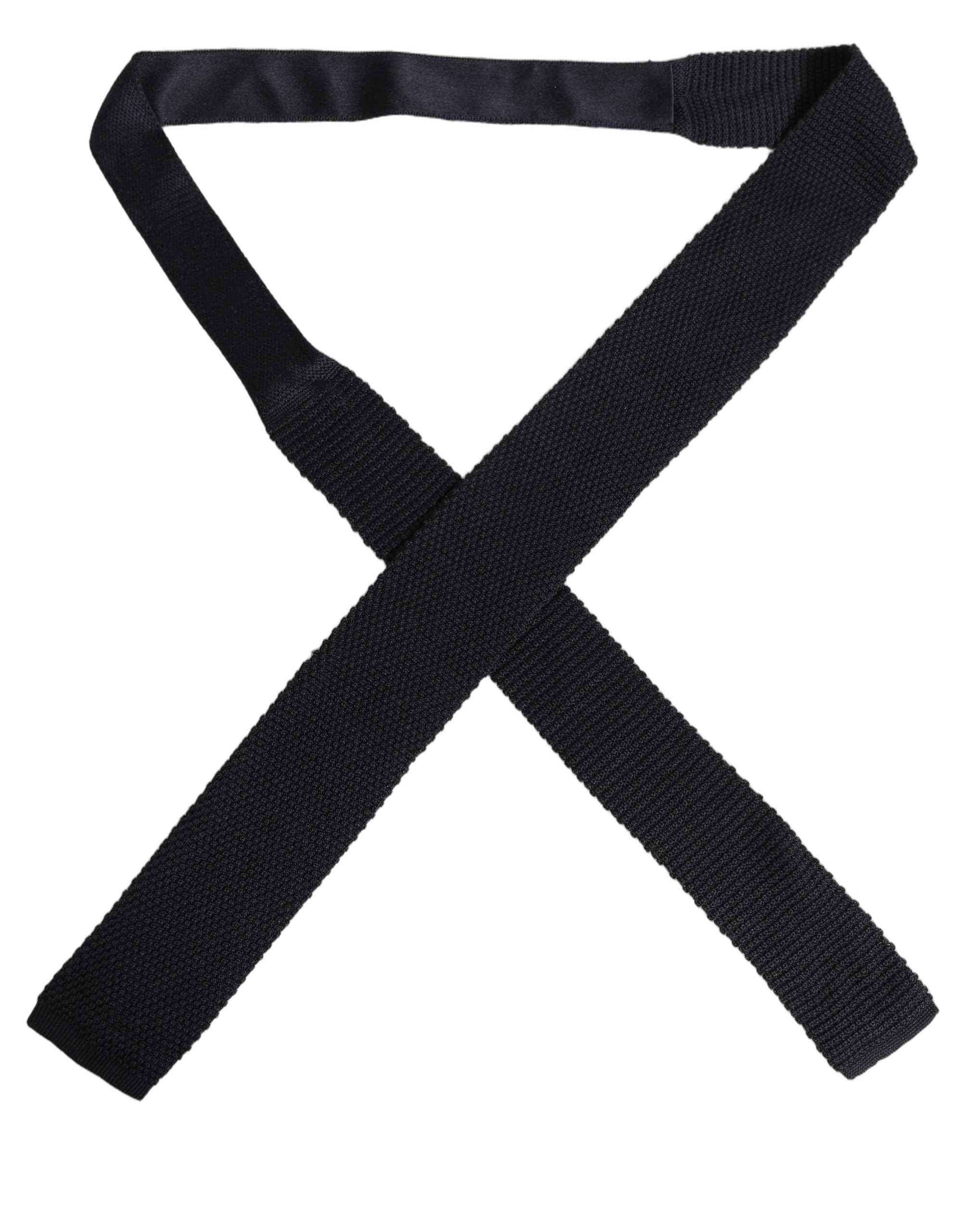 Dolce & Gabbana Men Black 100% Silk Adjustable Men Tied Necktie Tie