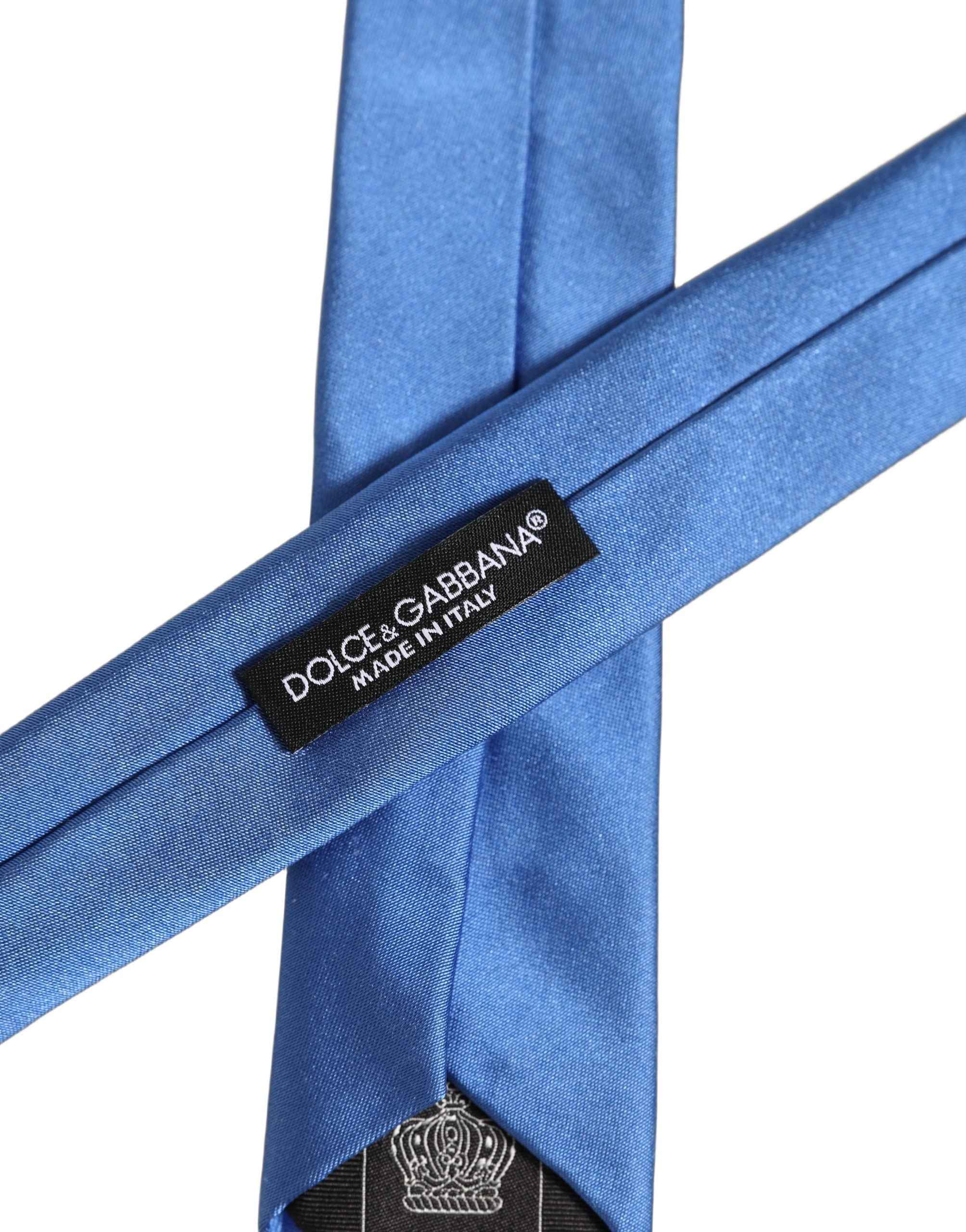 Dolce & Gabbana Men Blue 100% Silk Satin Adjustable Tied Necktie Tie
