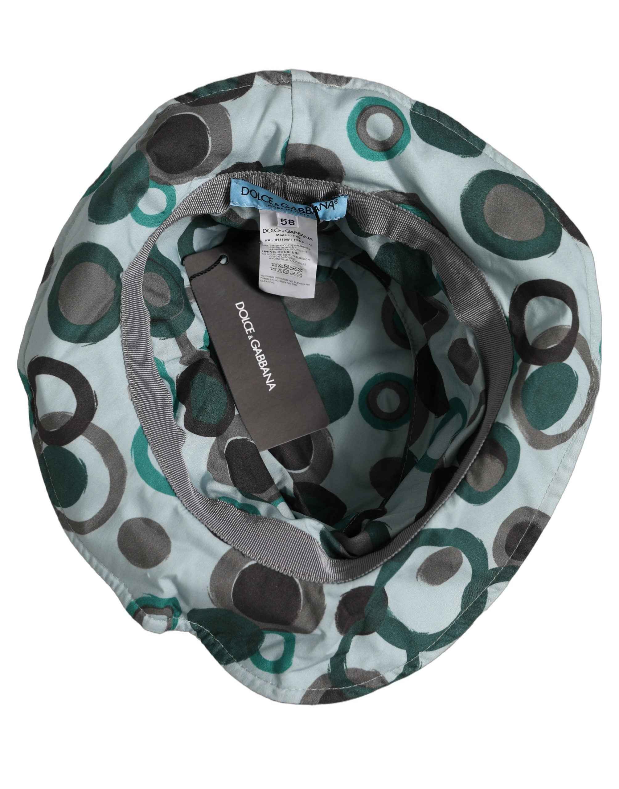 Dolce & Gabbana Teal Cotton Big Polka Dot Pattern Bucket Hat