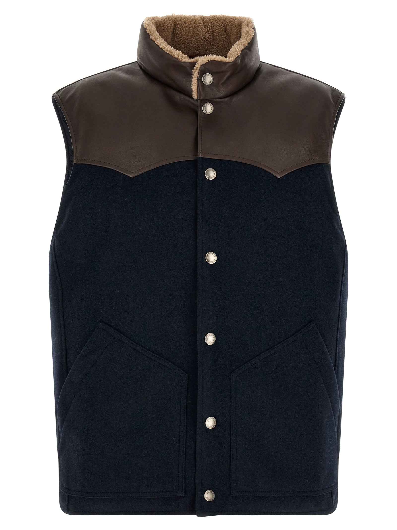 Brunello Cucinelli Blue Wool Sleeveless Jacket