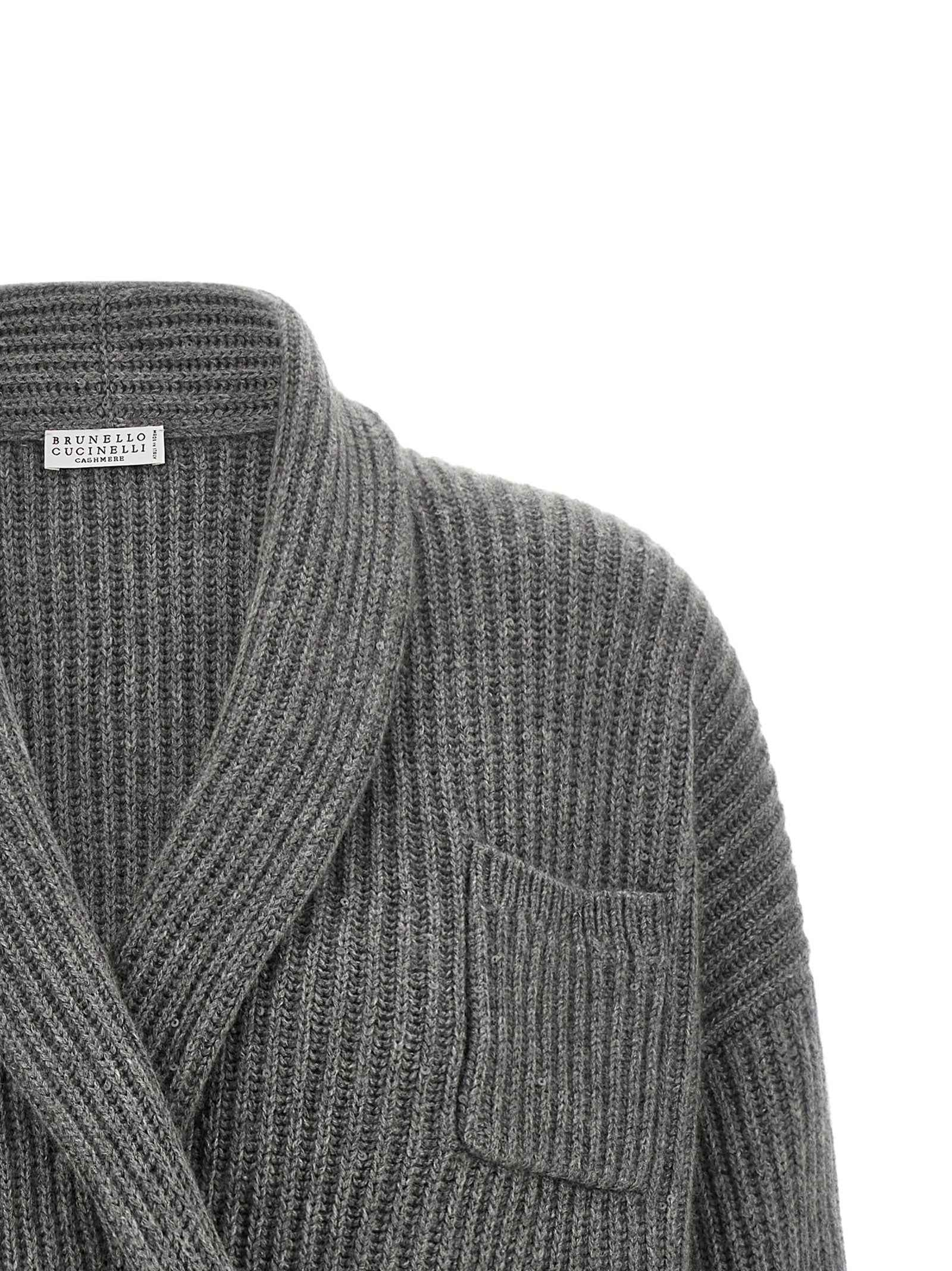 Brunello Cucinelli Gray Cashmere Cardigan