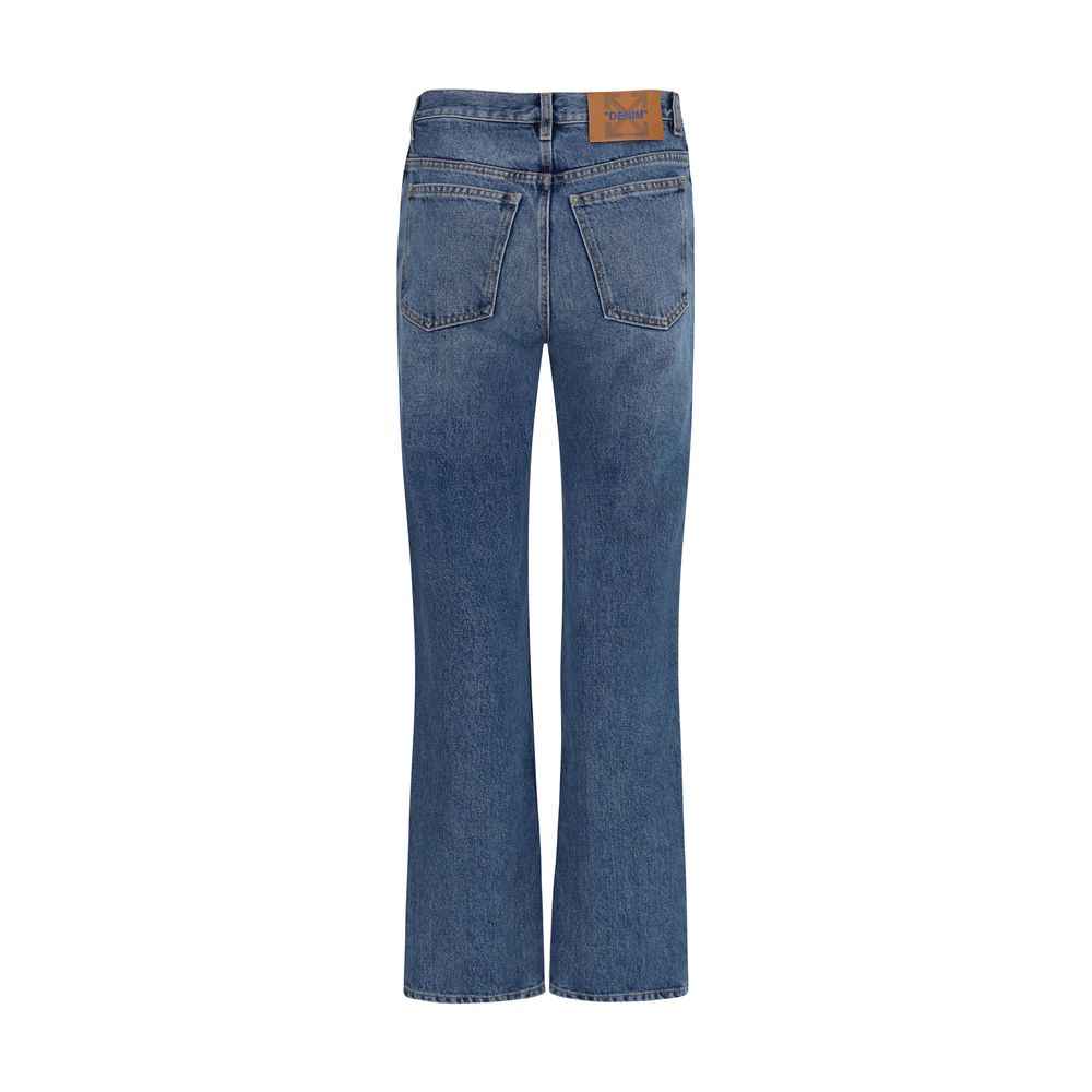 Off-White Blue Cotton Straight-Leg Jeans