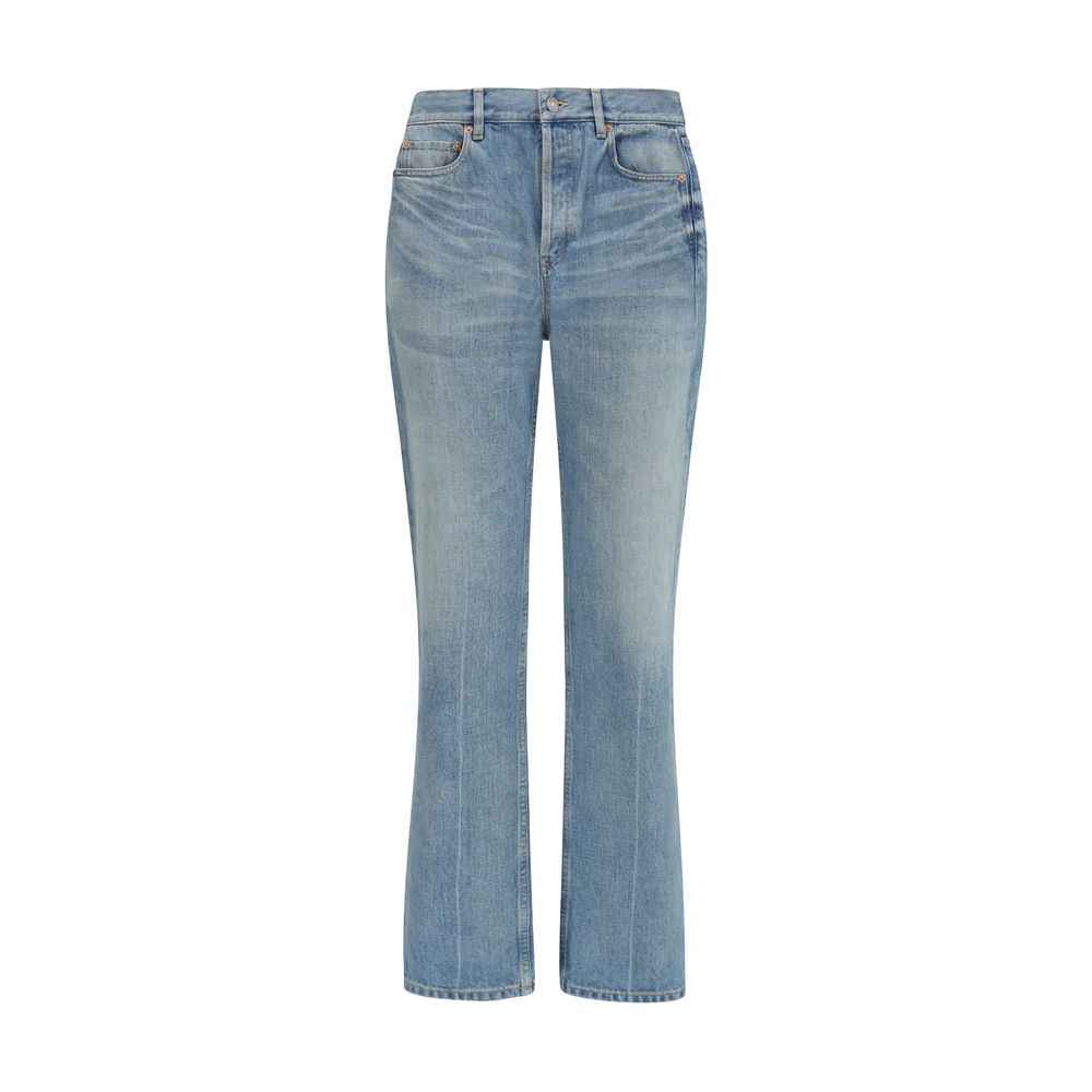 Saint Laurent Blue Cotton Straight-Leg Jeans
