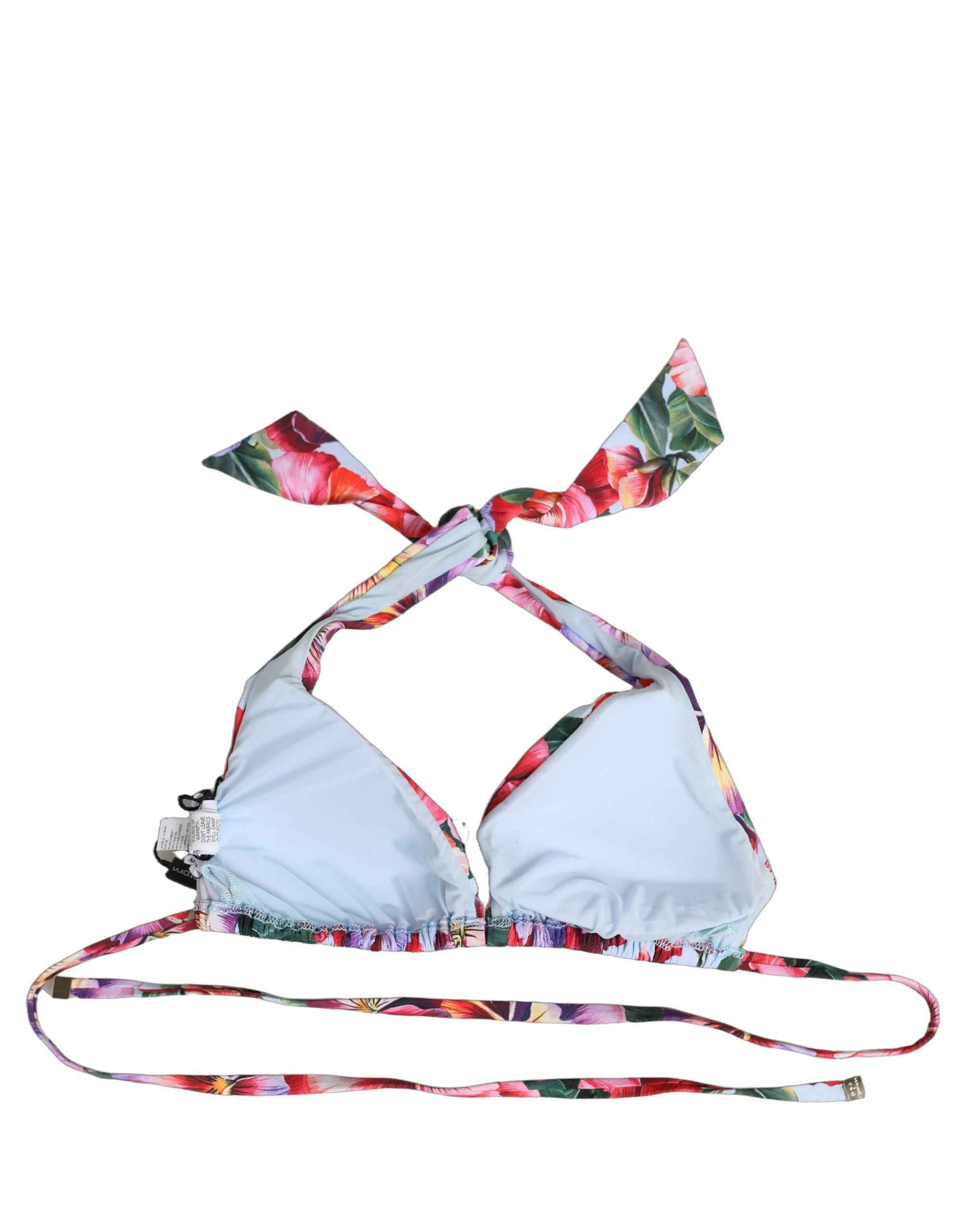 Dolce & Gabbana Multicolor Floral Triangle Beachwear Bikini Top