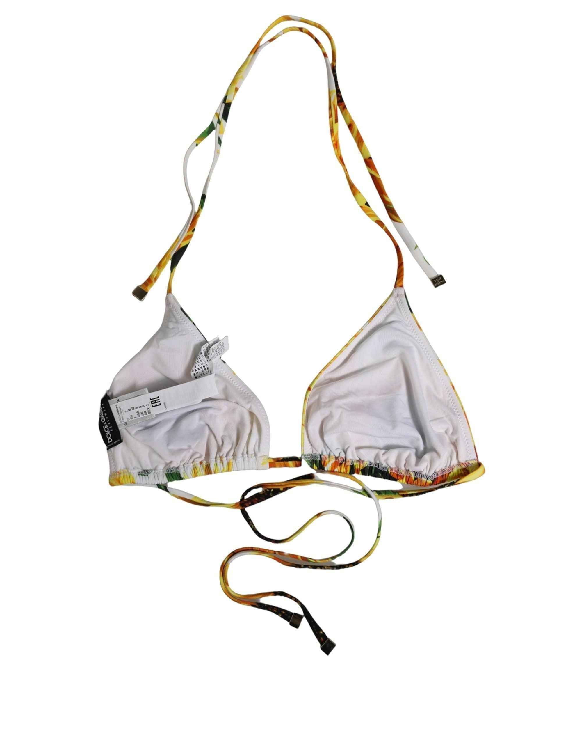 Dolce & Gabbana Multicolor Floral Halter Beachwear Bikini Top