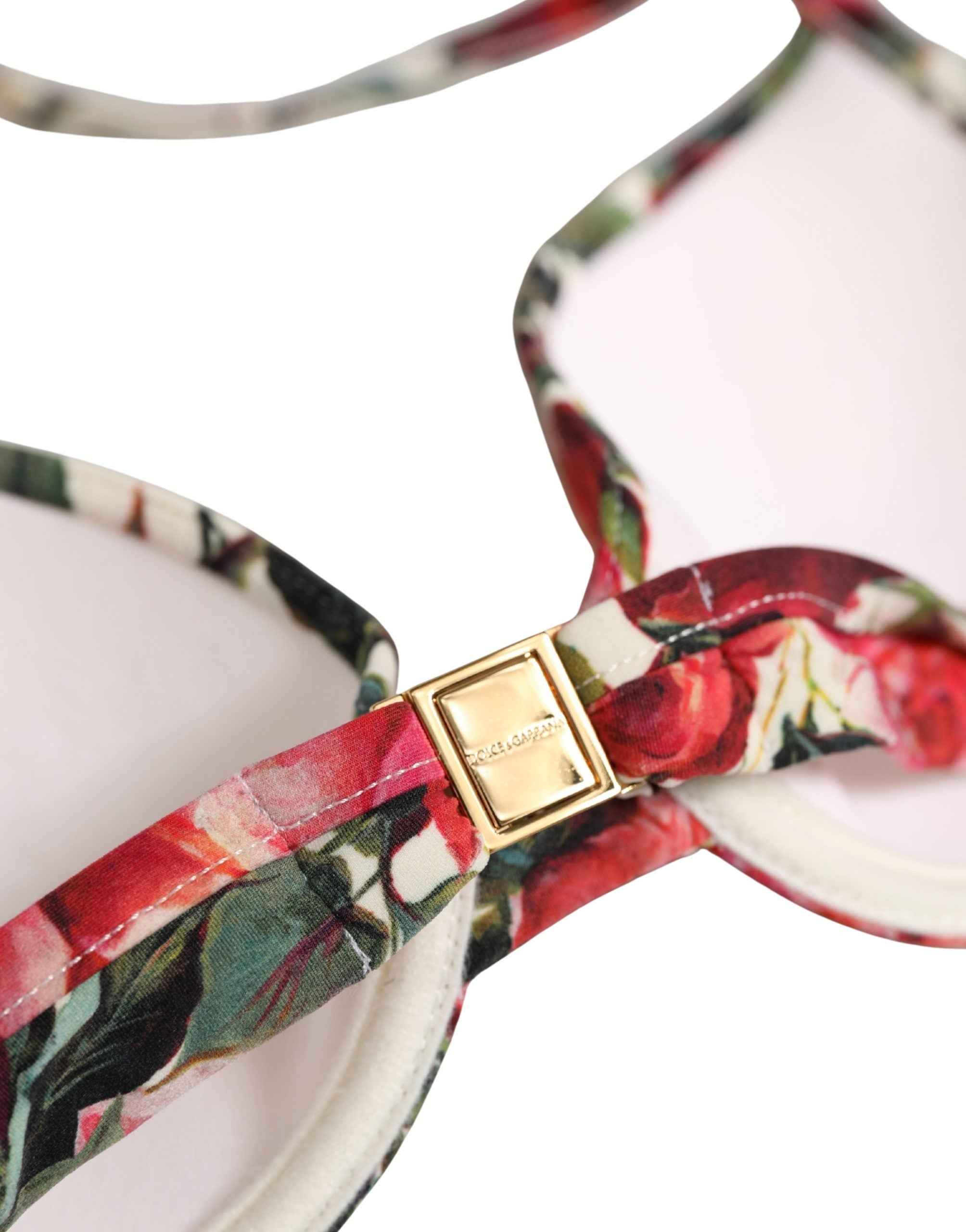 Dolce & Gabbana Multicolor Floral Print Beachwear Bikini Top