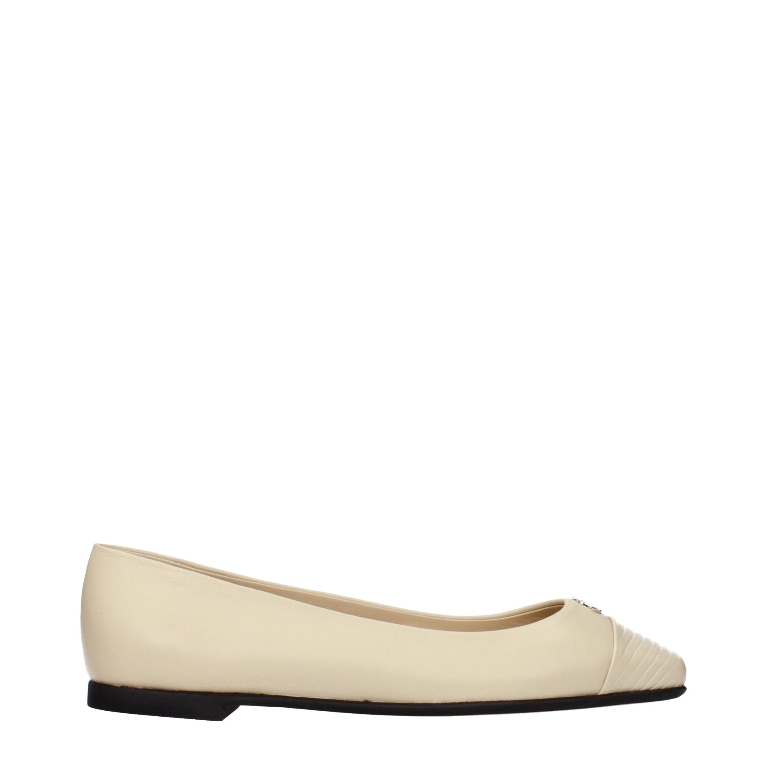 Jimmy Choo Beige Leather Ballet Flats