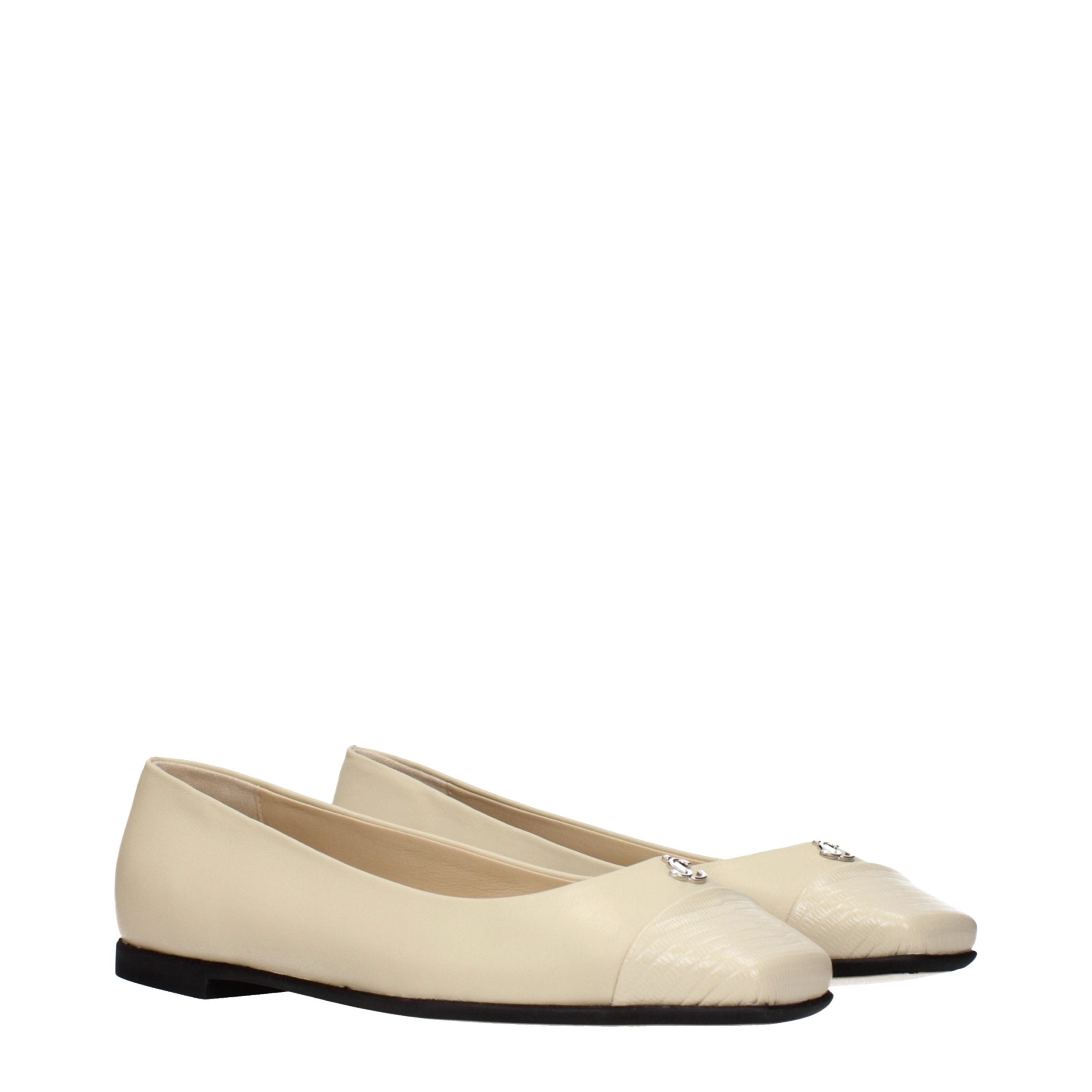 Jimmy Choo Beige Leather Ballet Flats