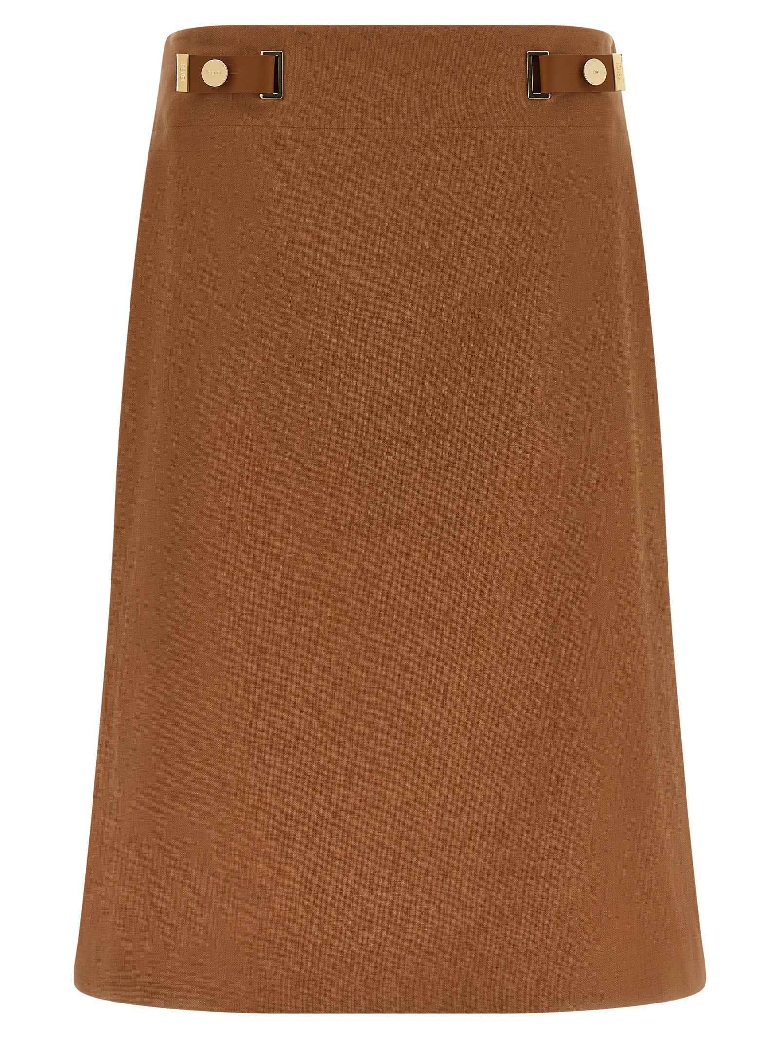 Fendi Brown Linen Midi Skirt