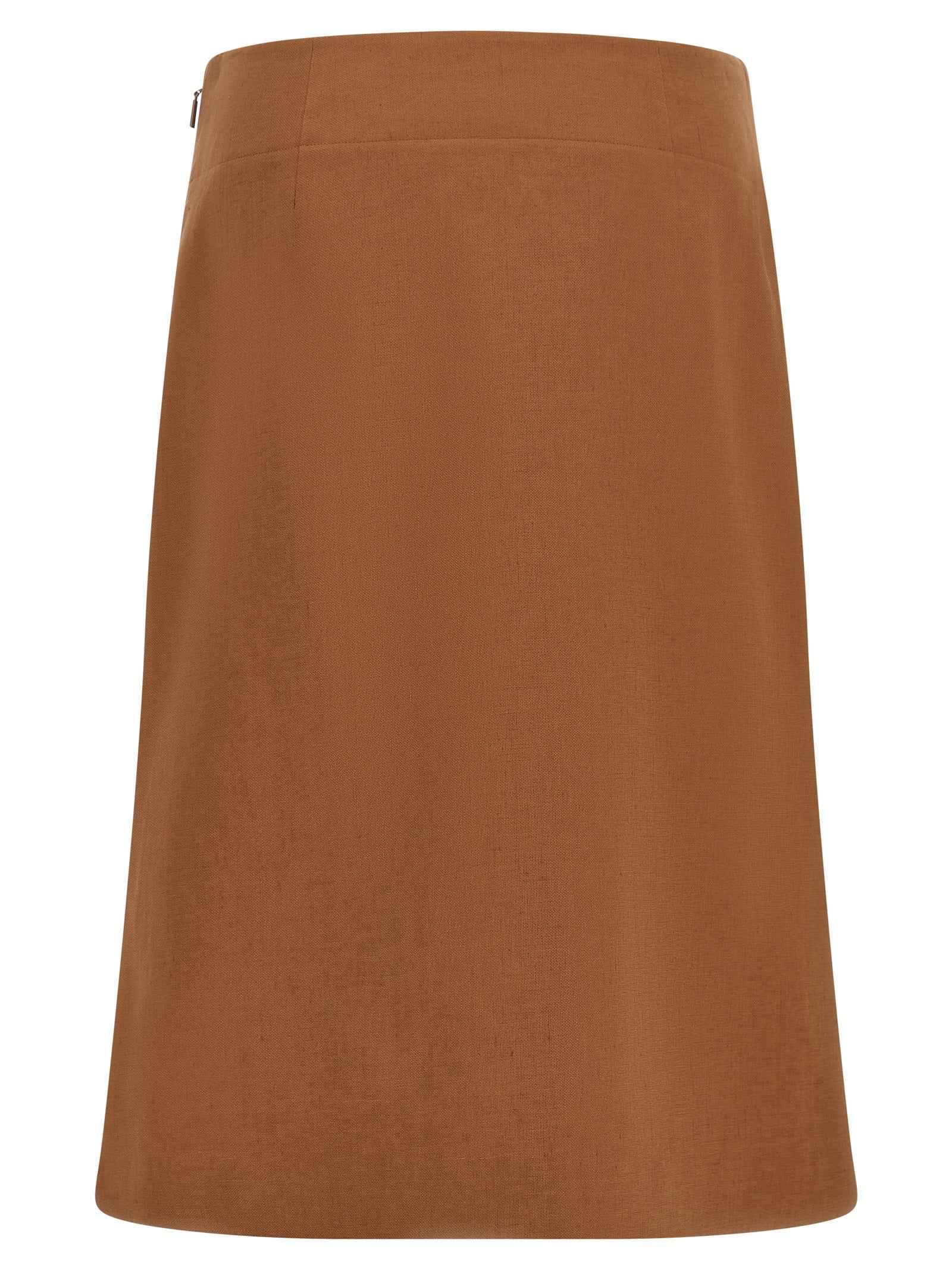 Fendi Brown Linen Midi Skirt
