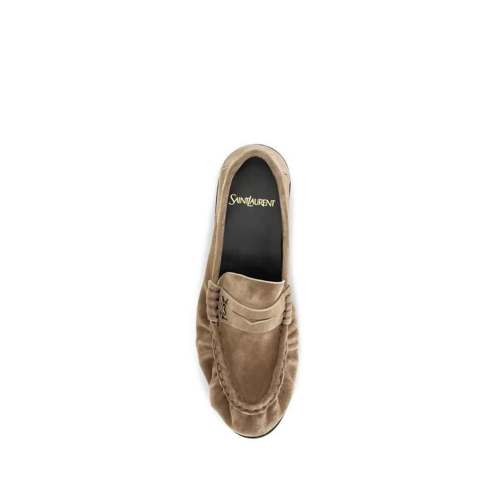 Saint Laurent Beige Calf Leather Bos Taurus Slip-On Loafers