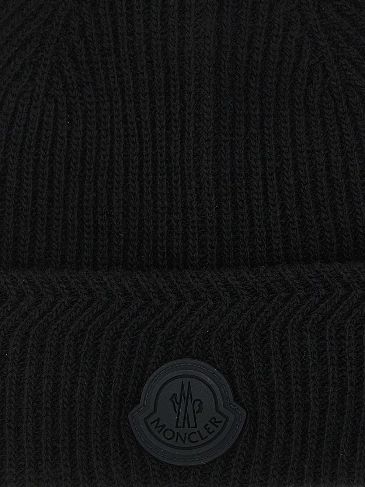 Moncler Black Virgin Wool Beanie