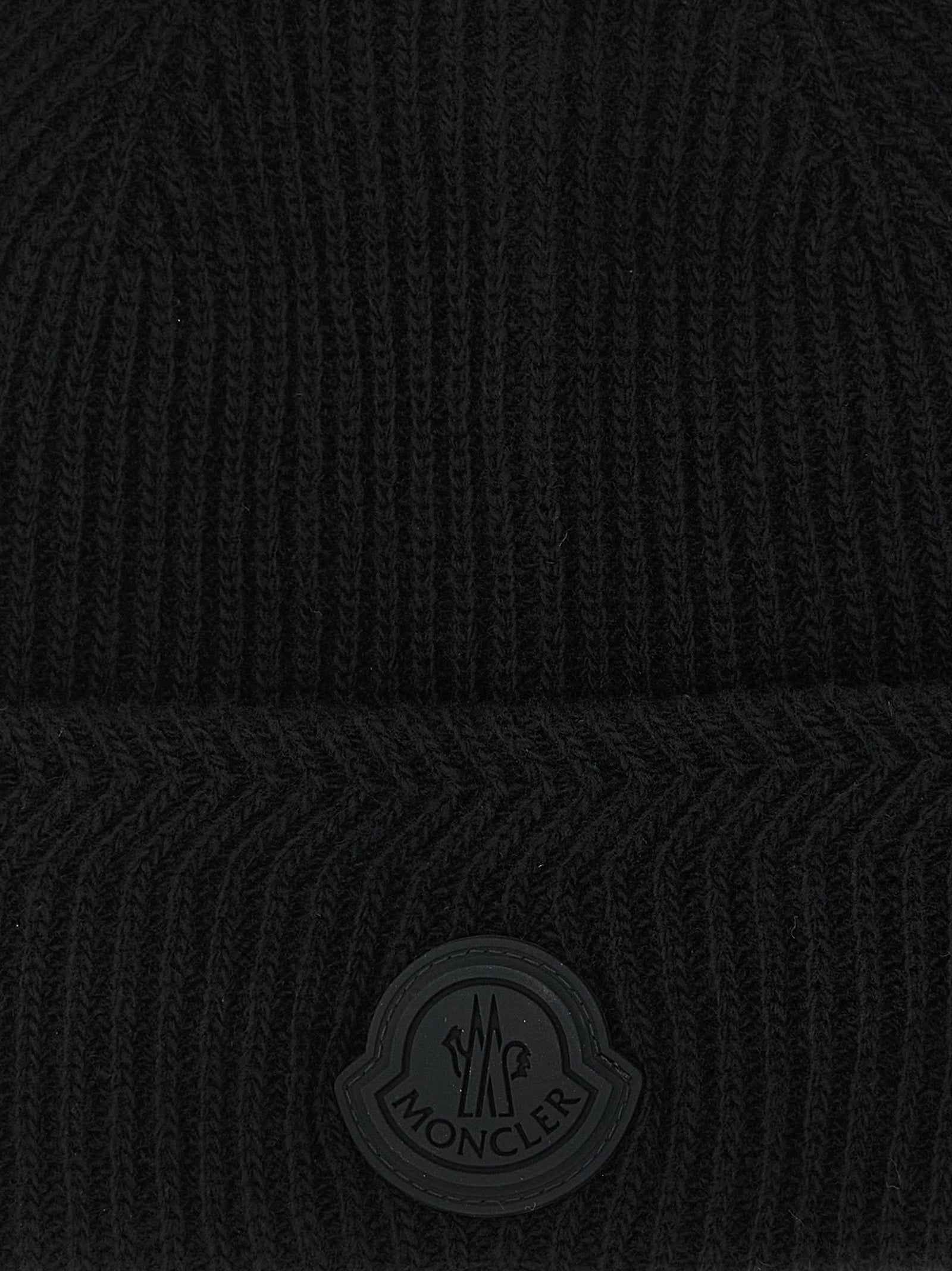Moncler Black Virgin Wool Beanie