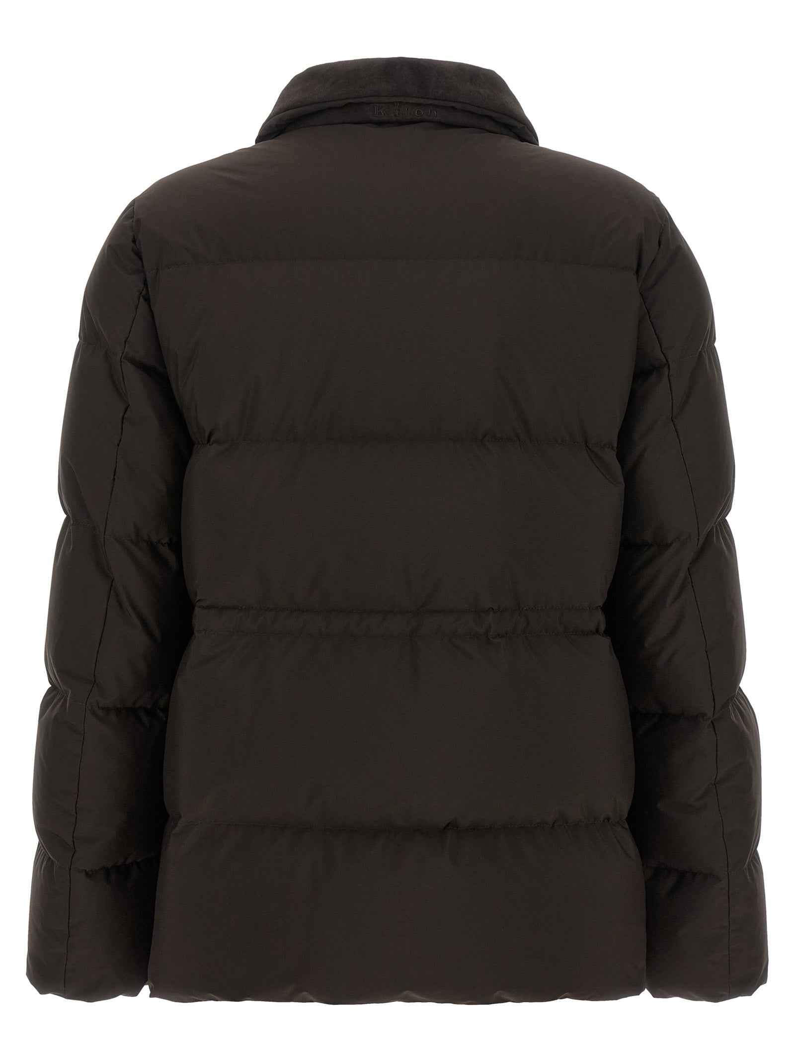 Kiton Brown Polyamide Full-Length Jacket