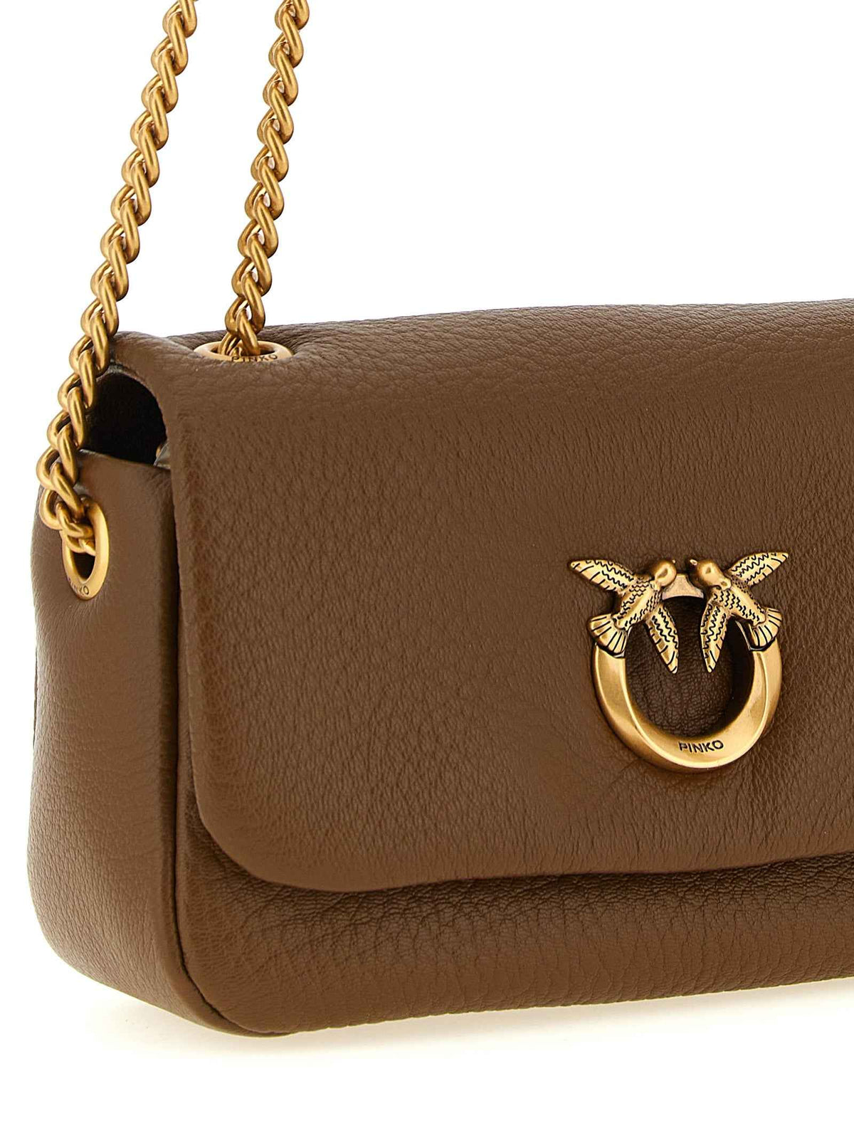 PINKO Brown Lamb Leather Shoulder Bag