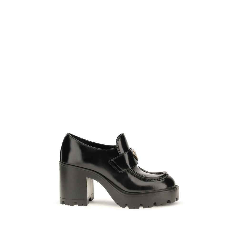 Prada Black Calf Leather Bos Taurus Platform Loafers