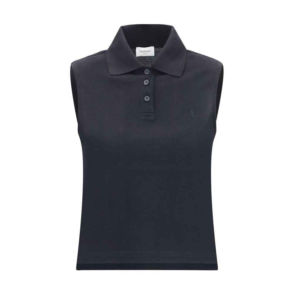 Saint Laurent Black Recycled Cotton Polo Shirt