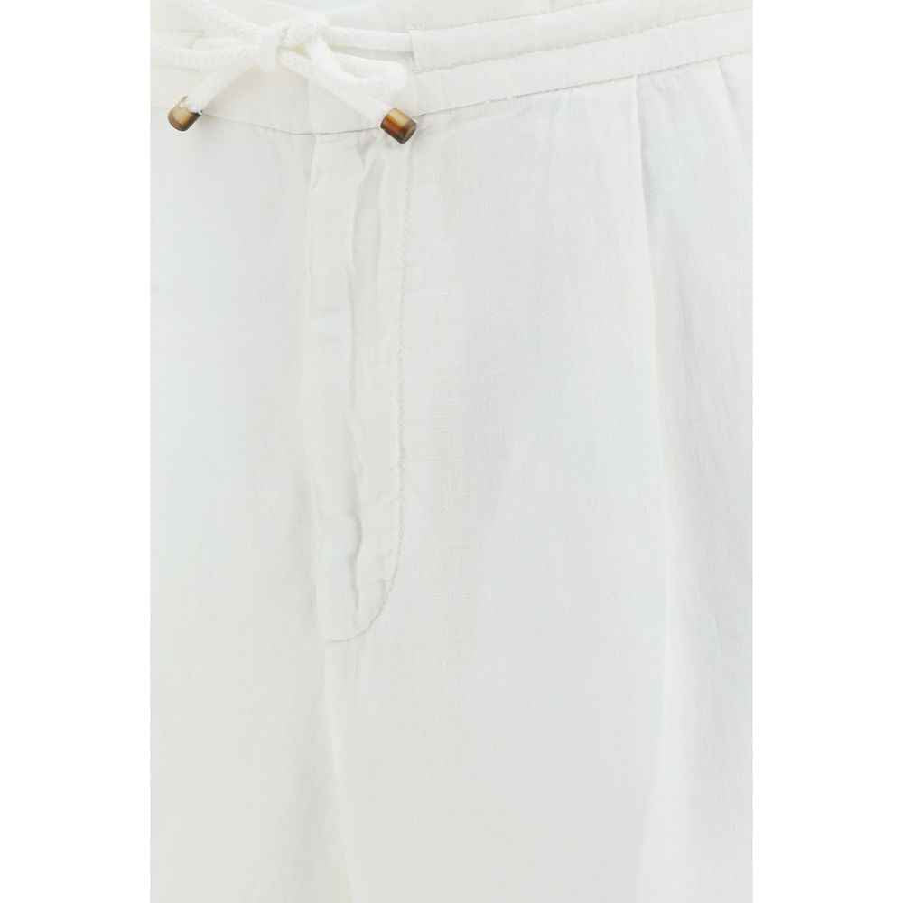 Brunello Cucinelli White Linen Casual Pants