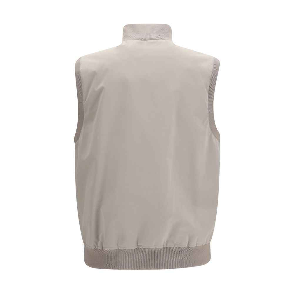 Brunello Cucinelli Gray Polyester Sleeveless Jacket