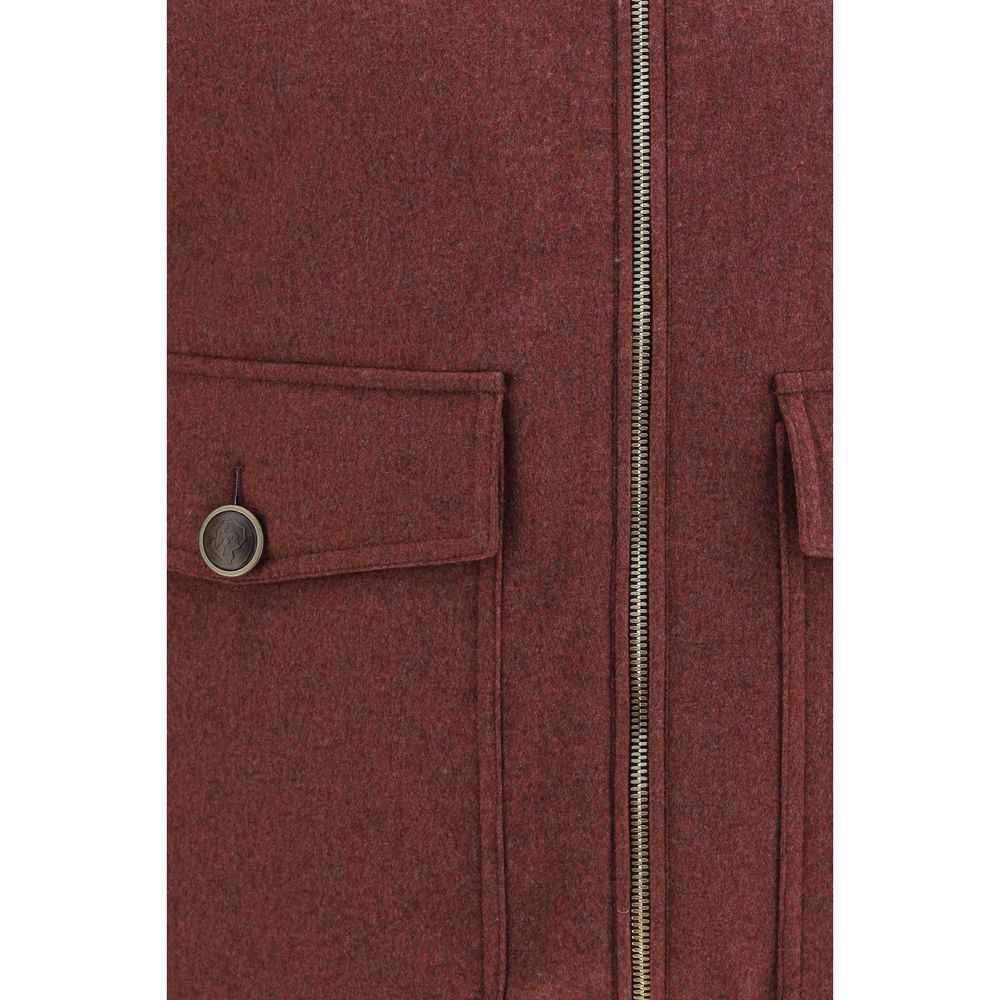 Brunello Cucinelli Bordeaux Wool Oves Aries Sleeveless Jacket