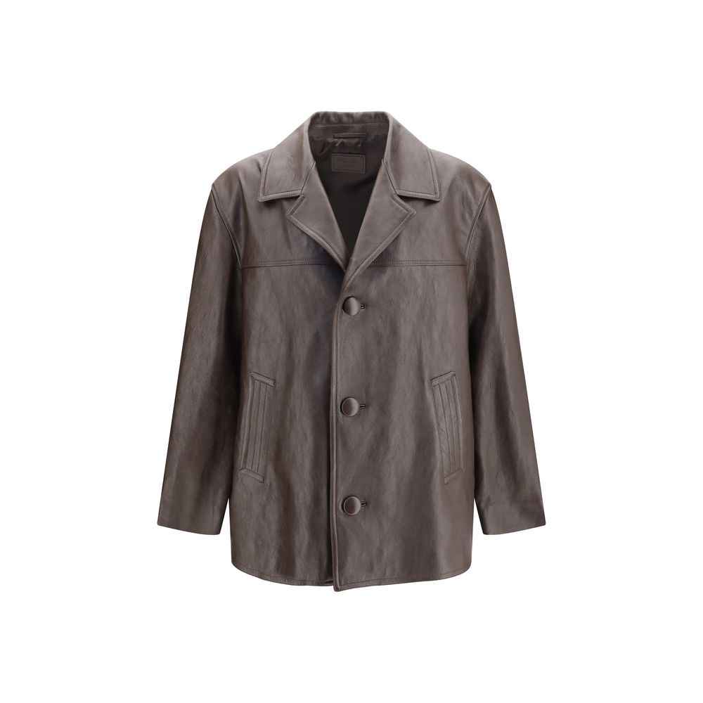 Saint Laurent Black Wool Oves Aries Leather Jacket