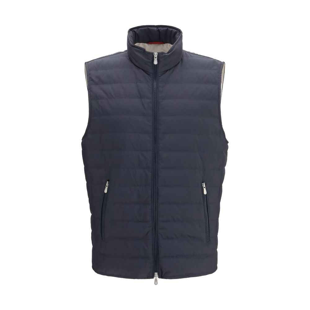 Brunello Cucinelli Blue Polyester Sleeveless Jacket