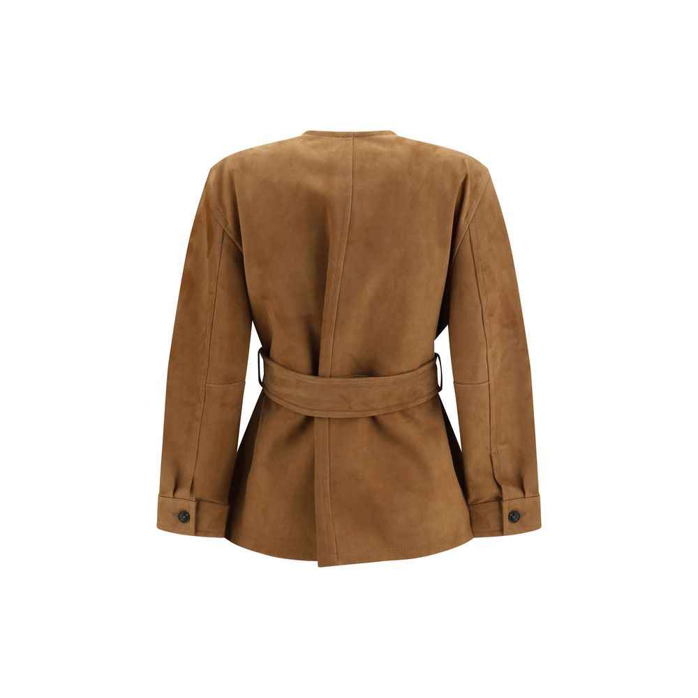Max Mara Brown Lamb Leather Leather Jacket