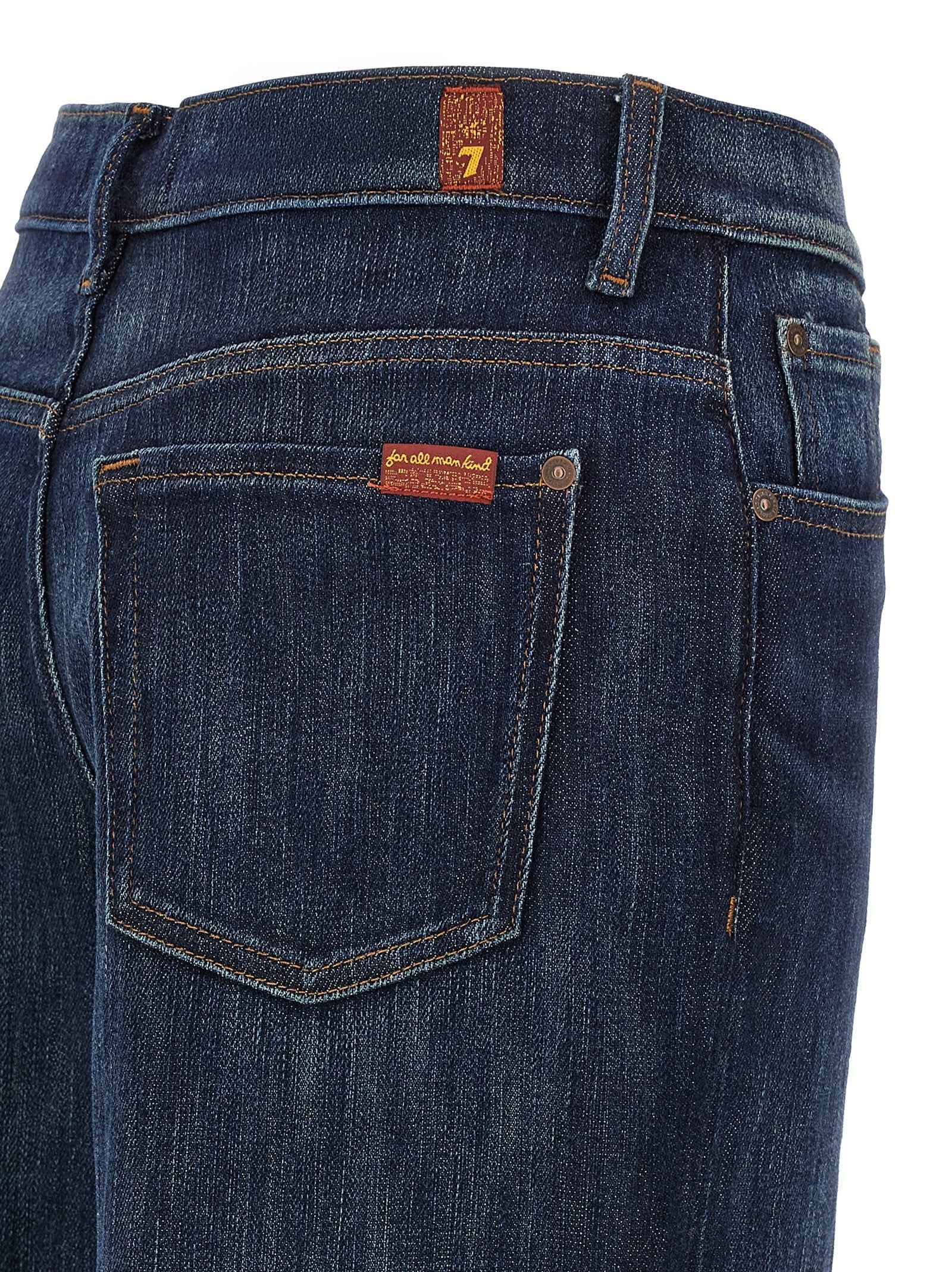 7 For All Mankind Blue Cotton Flared Jeans