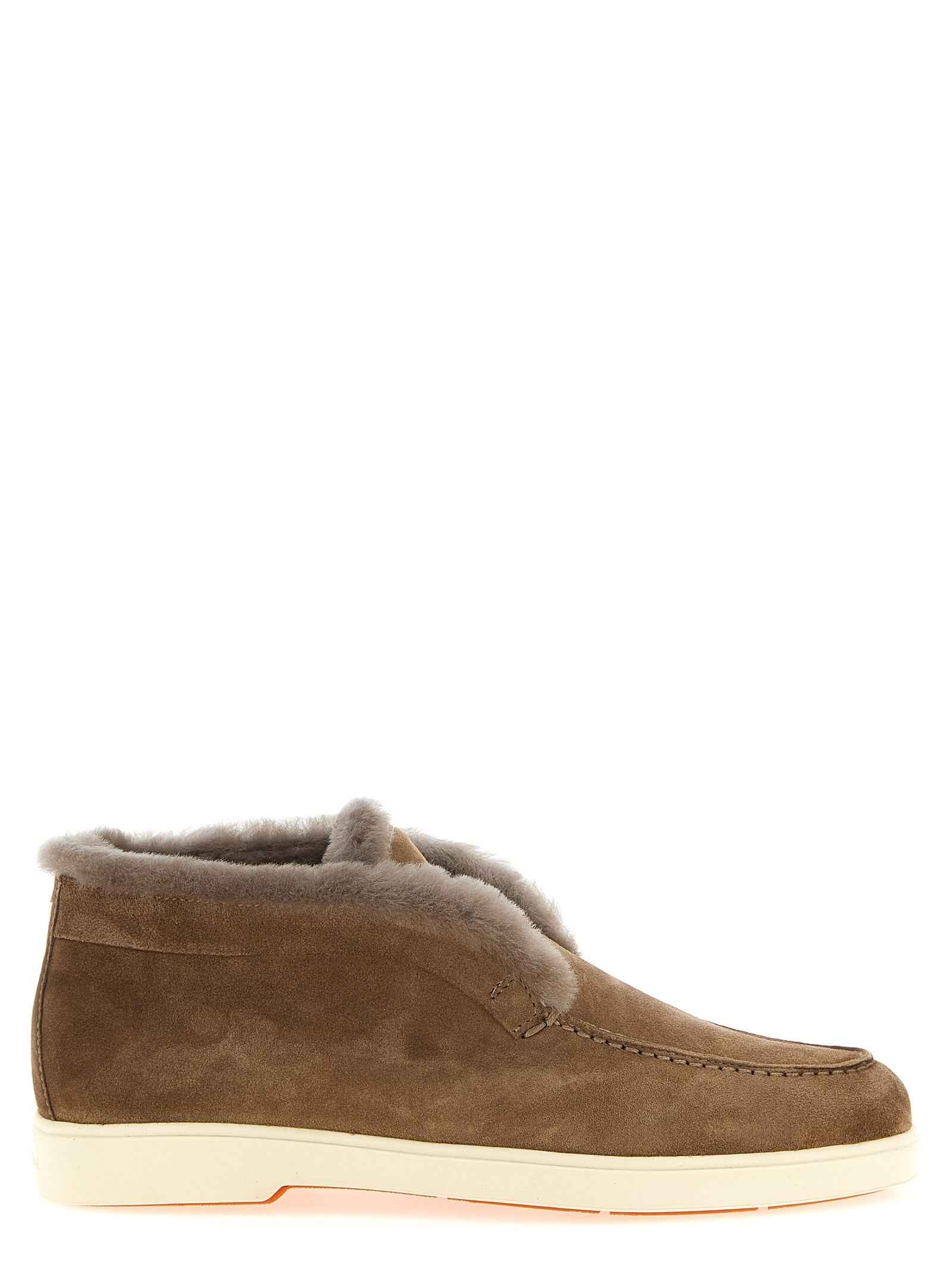 Santoni Brown Calfskin Ankle Boots