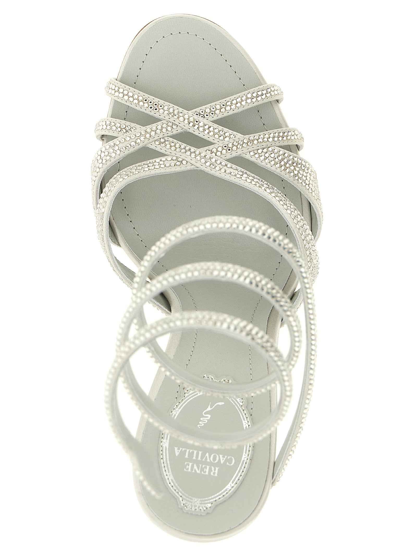 RENE CAOVILLA Silver Viscose Stiletto Heel Sandals