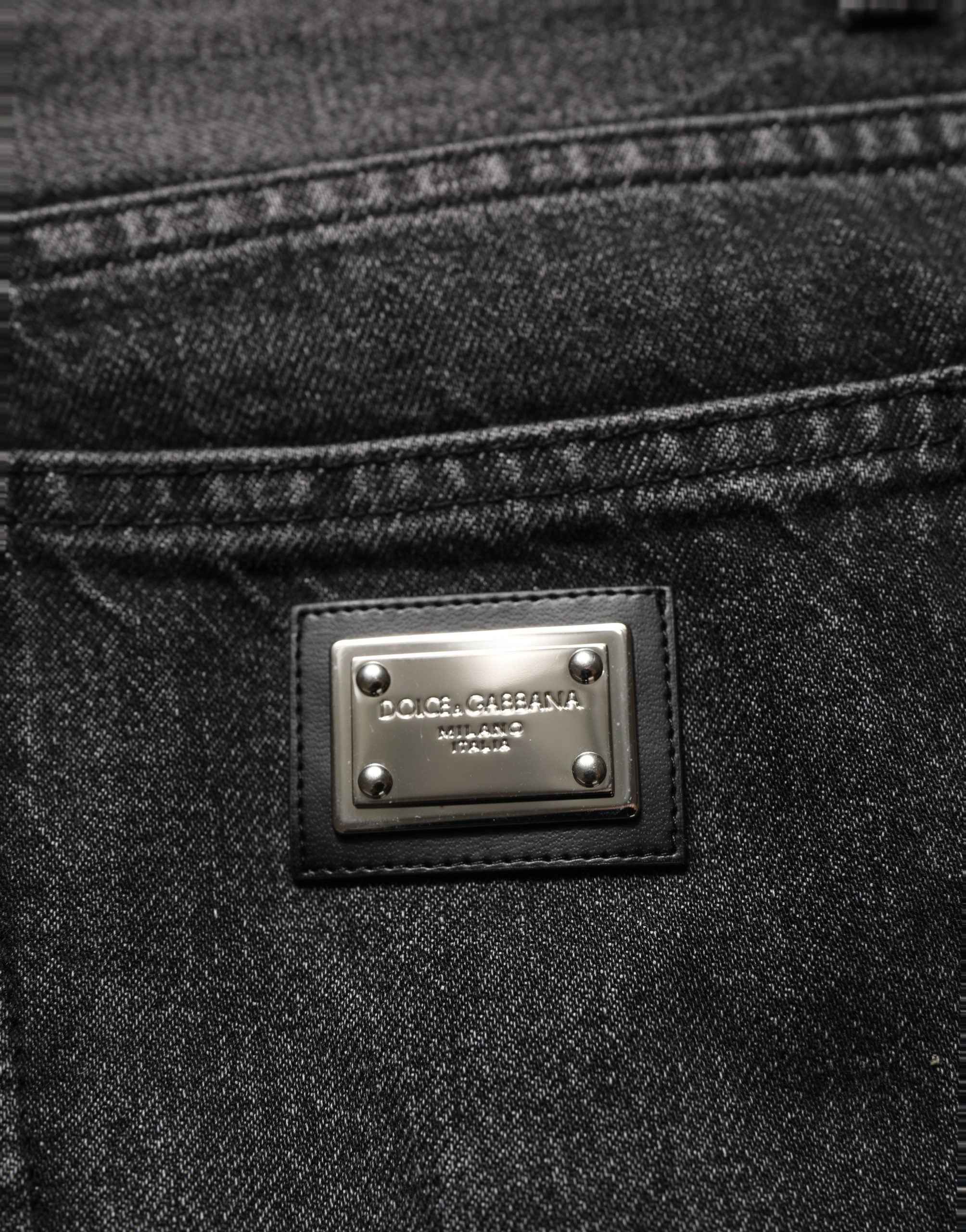 Dolce & Gabbana Black Cotton Stretch Straight Denim Jeans