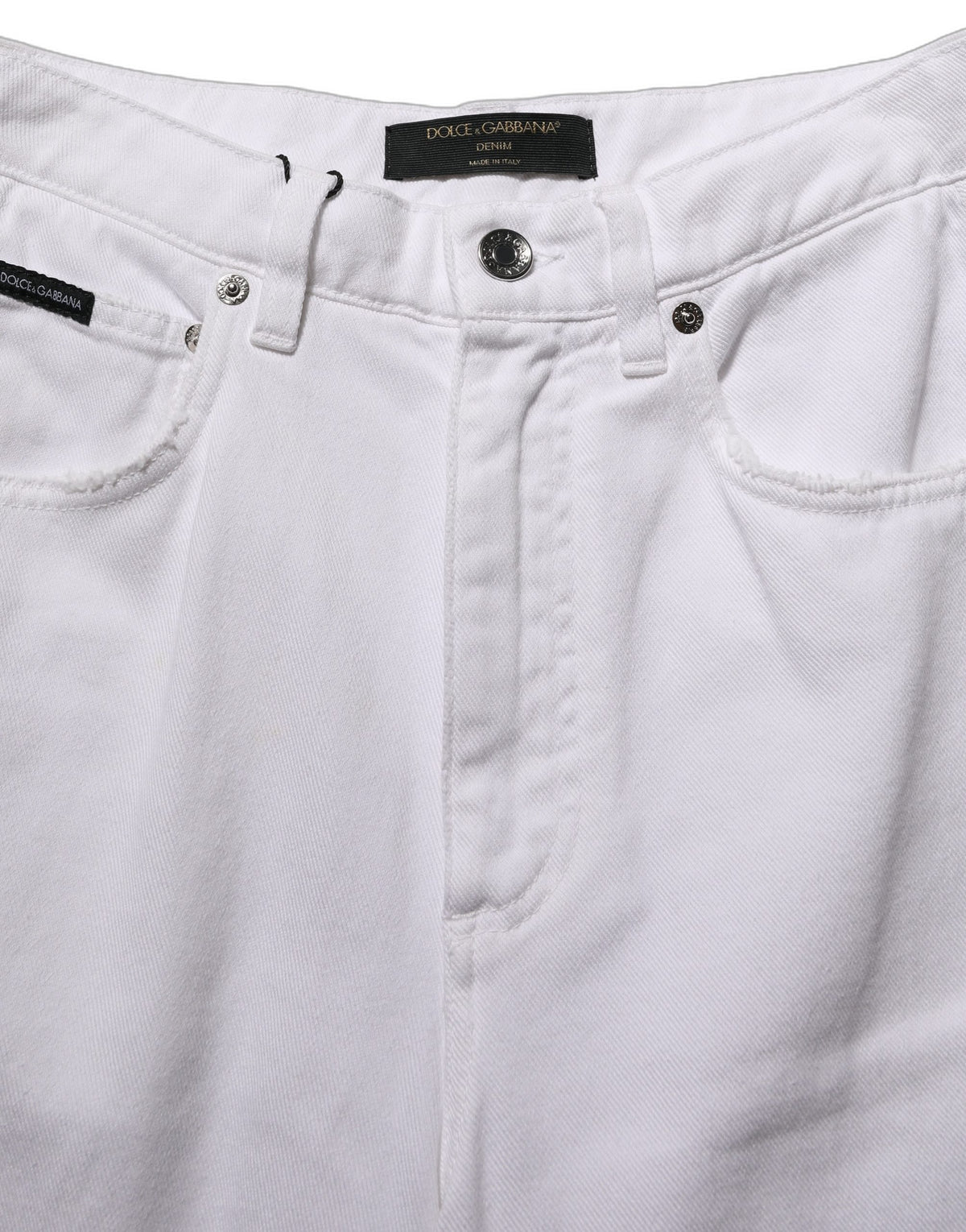Dolce & Gabbana White Cotton Stretch Wide Leg Denim Jeans