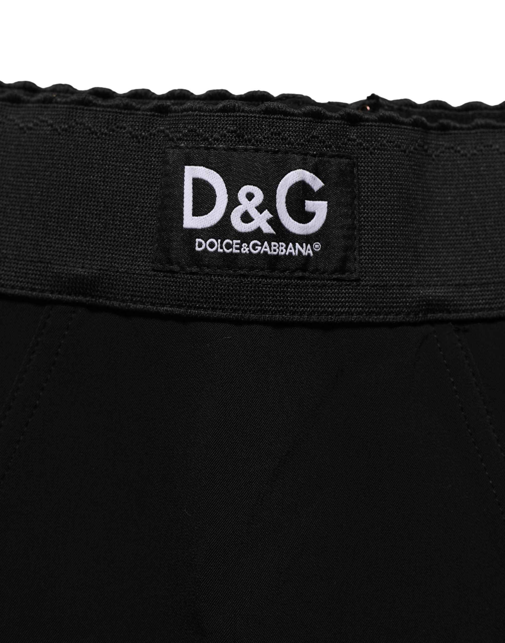 Dolce & Gabbana Black Viscose High Waist Capri Trouser Pants