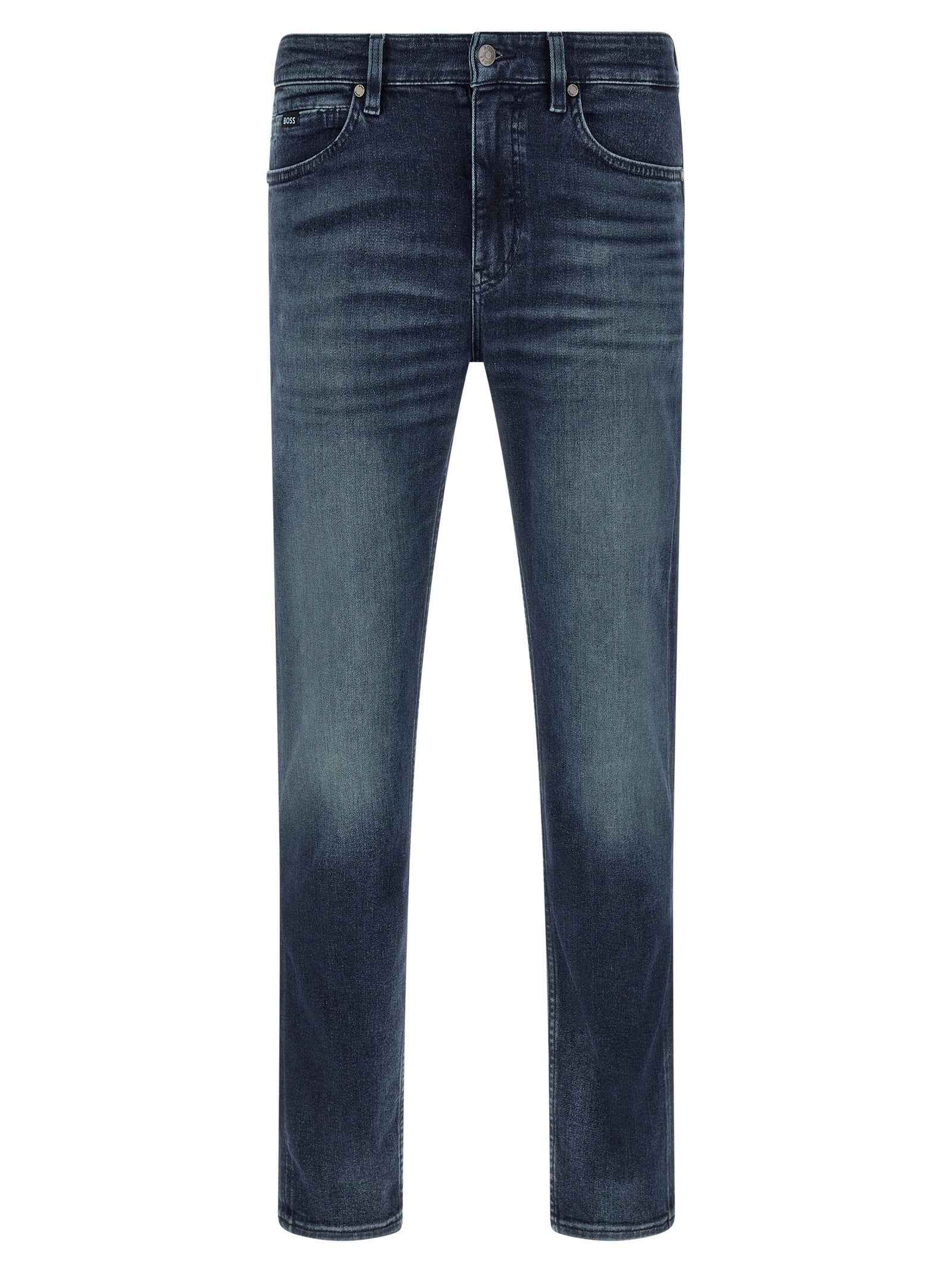 Hugo Boss Blue Cotton Tapered Jeans
